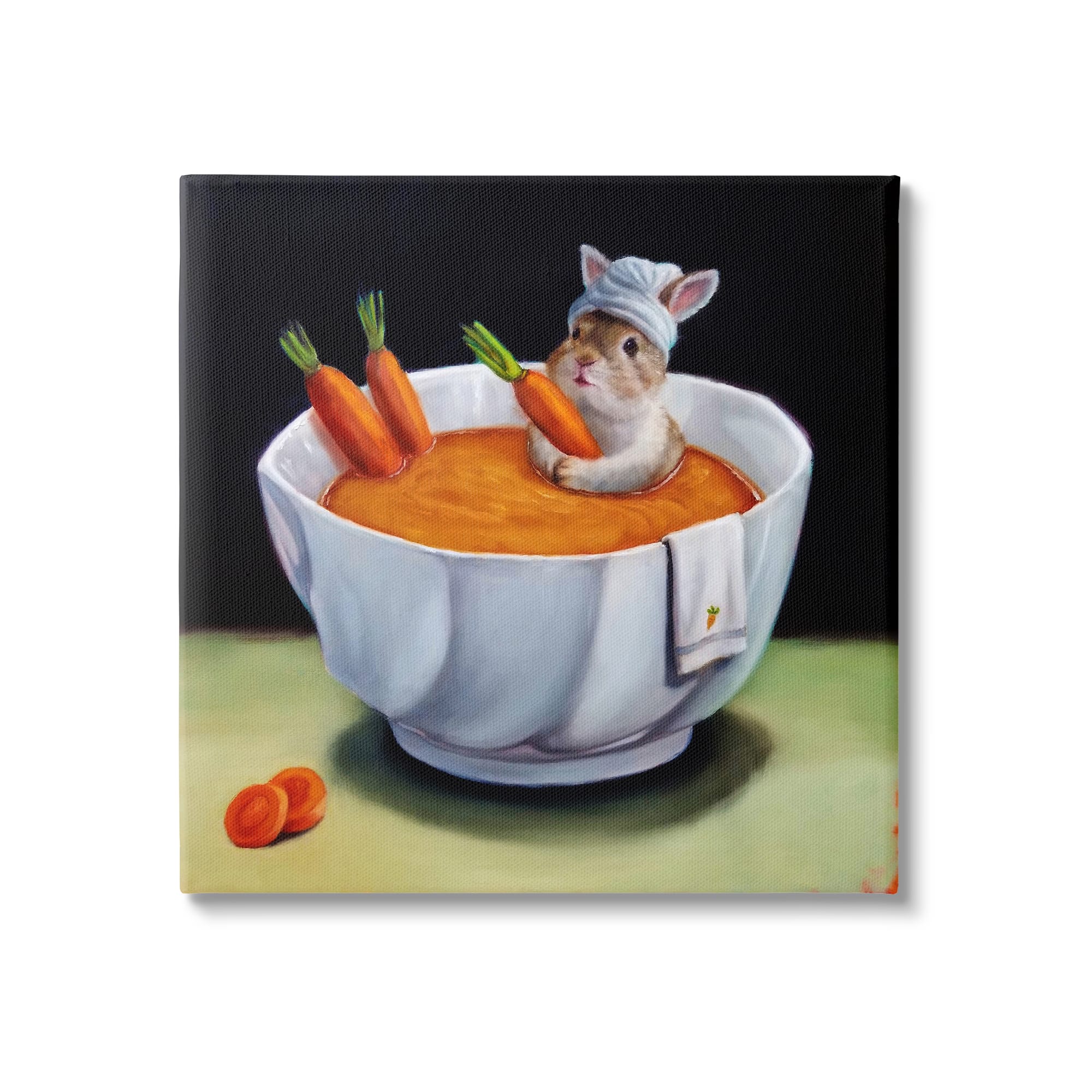 Stupell Industries Bunny Rabbit Carrot Vegetable Soup Bath Canvas Wall Art