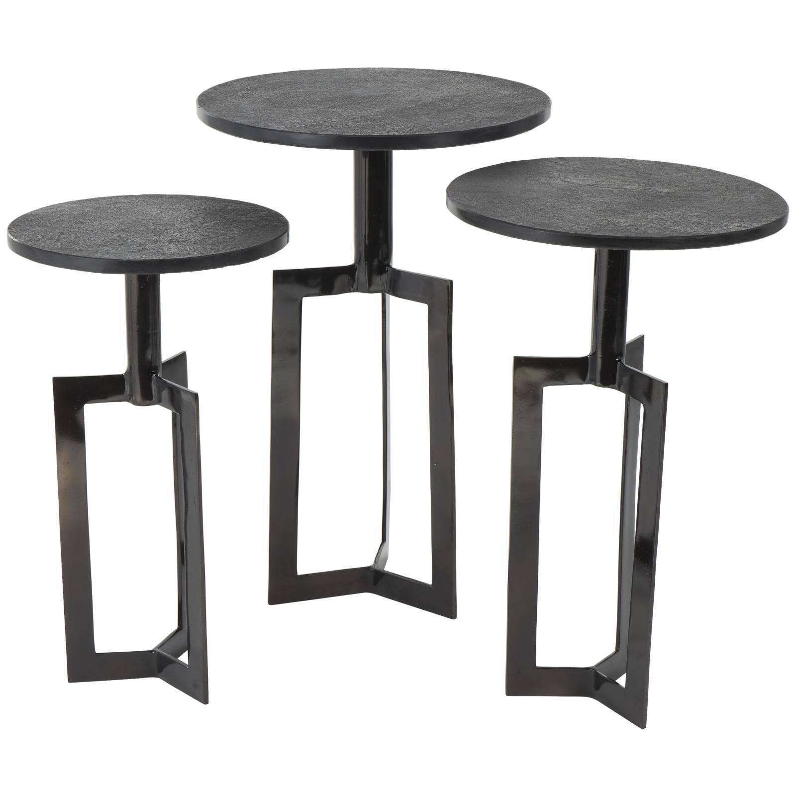 Black Aluminum Metal Tripod Accent Table Set