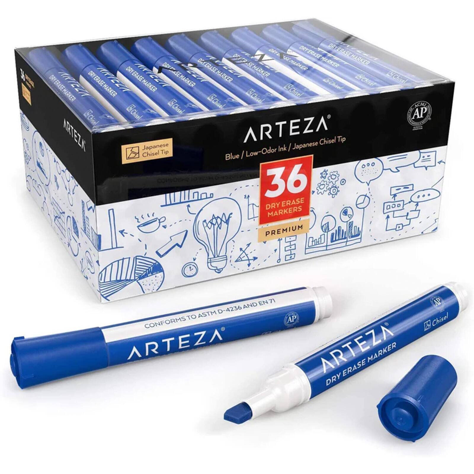 Arteza® Blue Chisel Tip Dry Erase Markers, 36ct.
