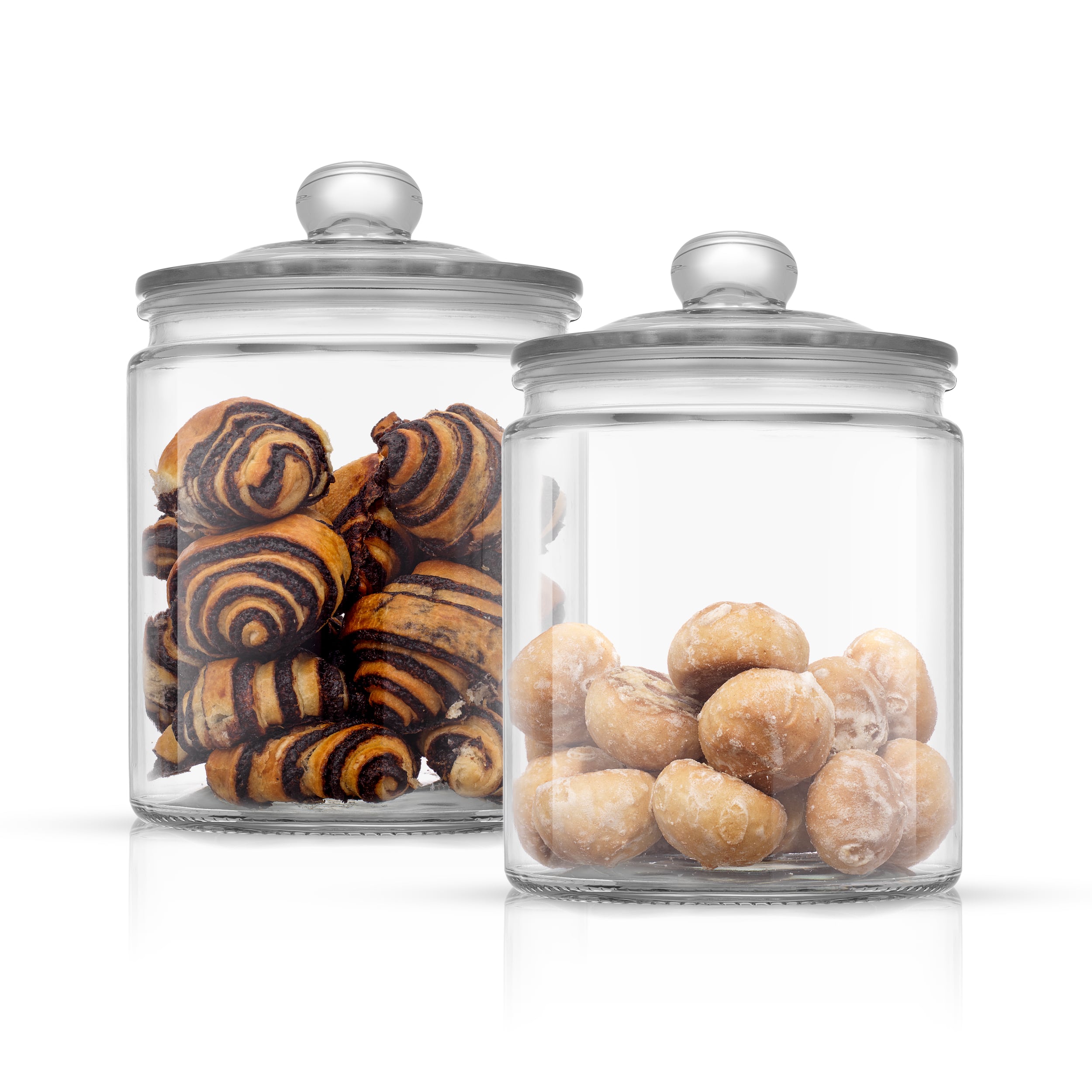 Clear Glass Decorative Jar Set with Silver Lids by Ivory and Iris in Clear/Silver | Michaels