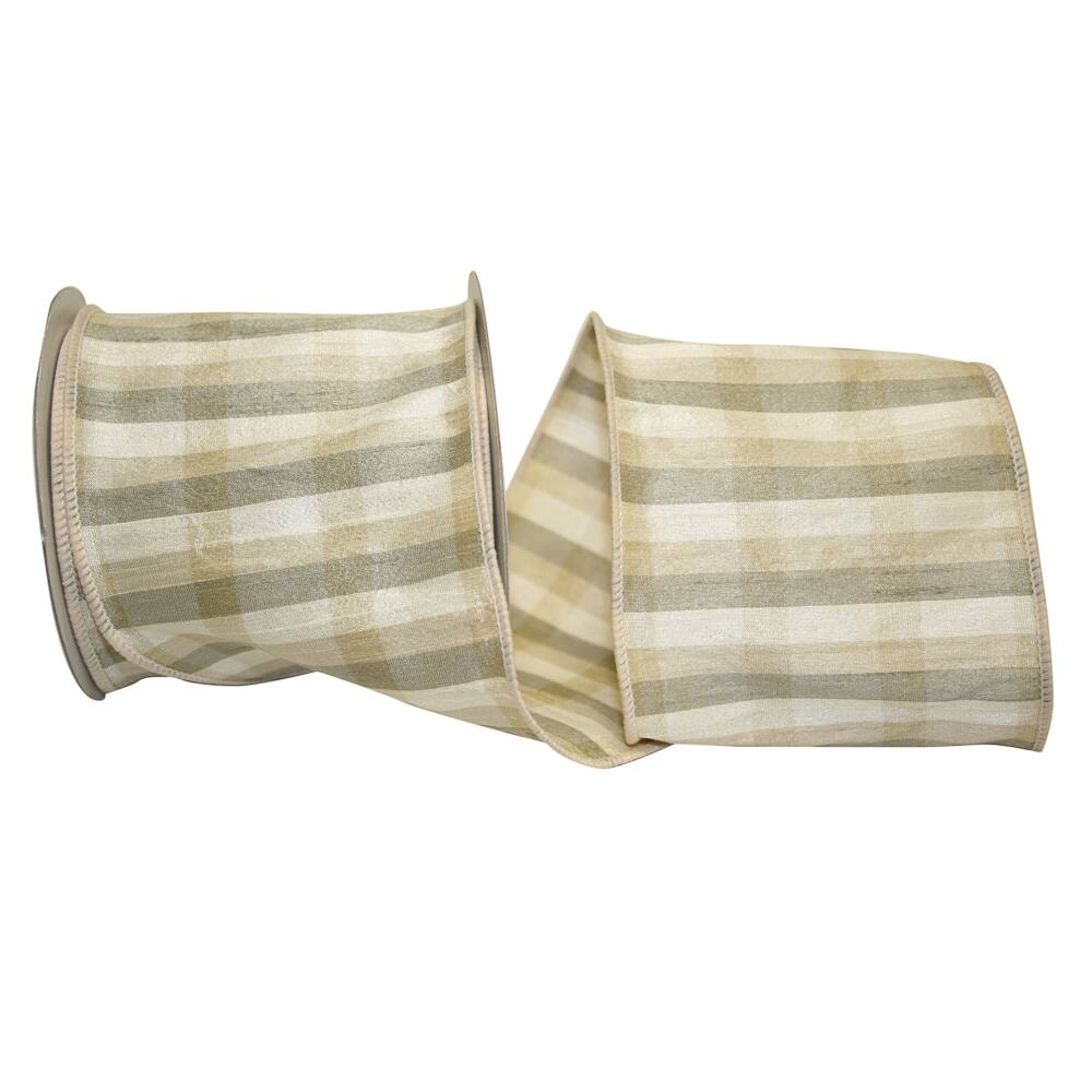 JAM Paper 4&#x22; x 10yd. Multicolor Chandler Check Wired Edge Ribbon