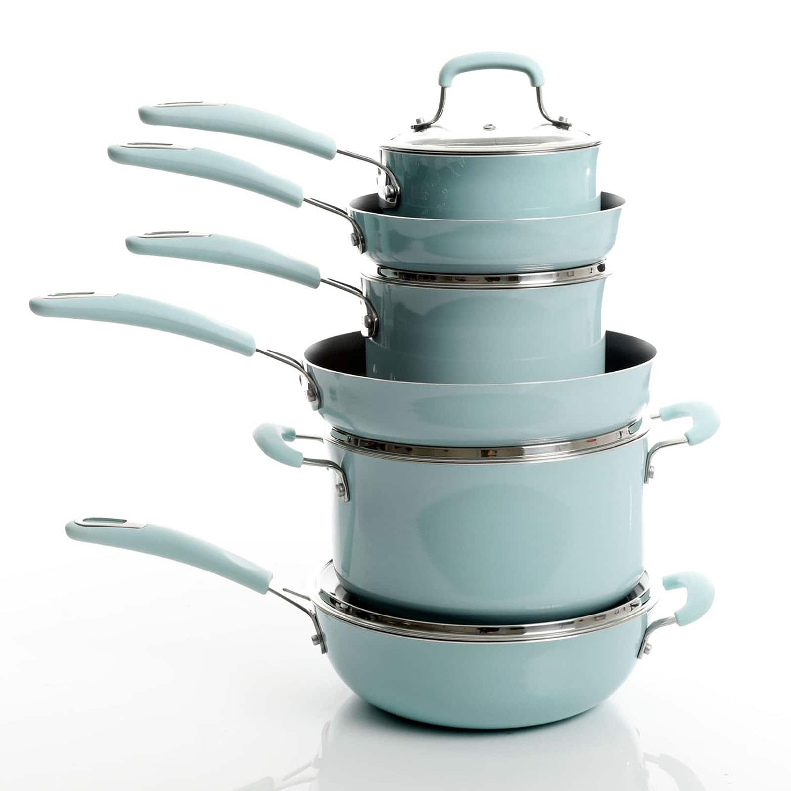 Kenmore&#xAE; Elite Andover 10-Piece Glacier Blue Nonstick Aluminum Cookware Set
