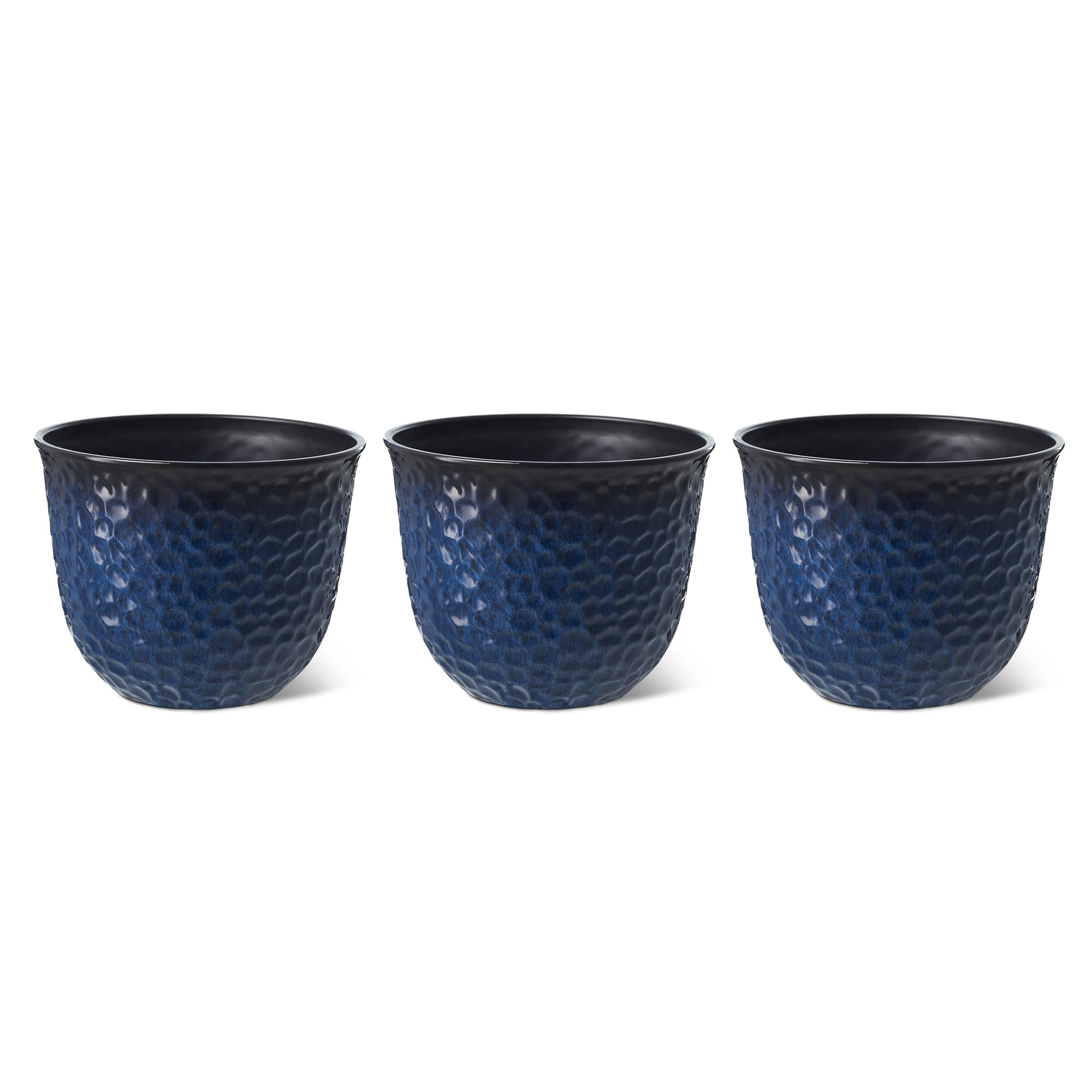 Glitzhome&#xAE; 11.75&#x22; Honeycomb Textured Cobalt Blue Faux Ceramic Plastic Planters, 3ct.