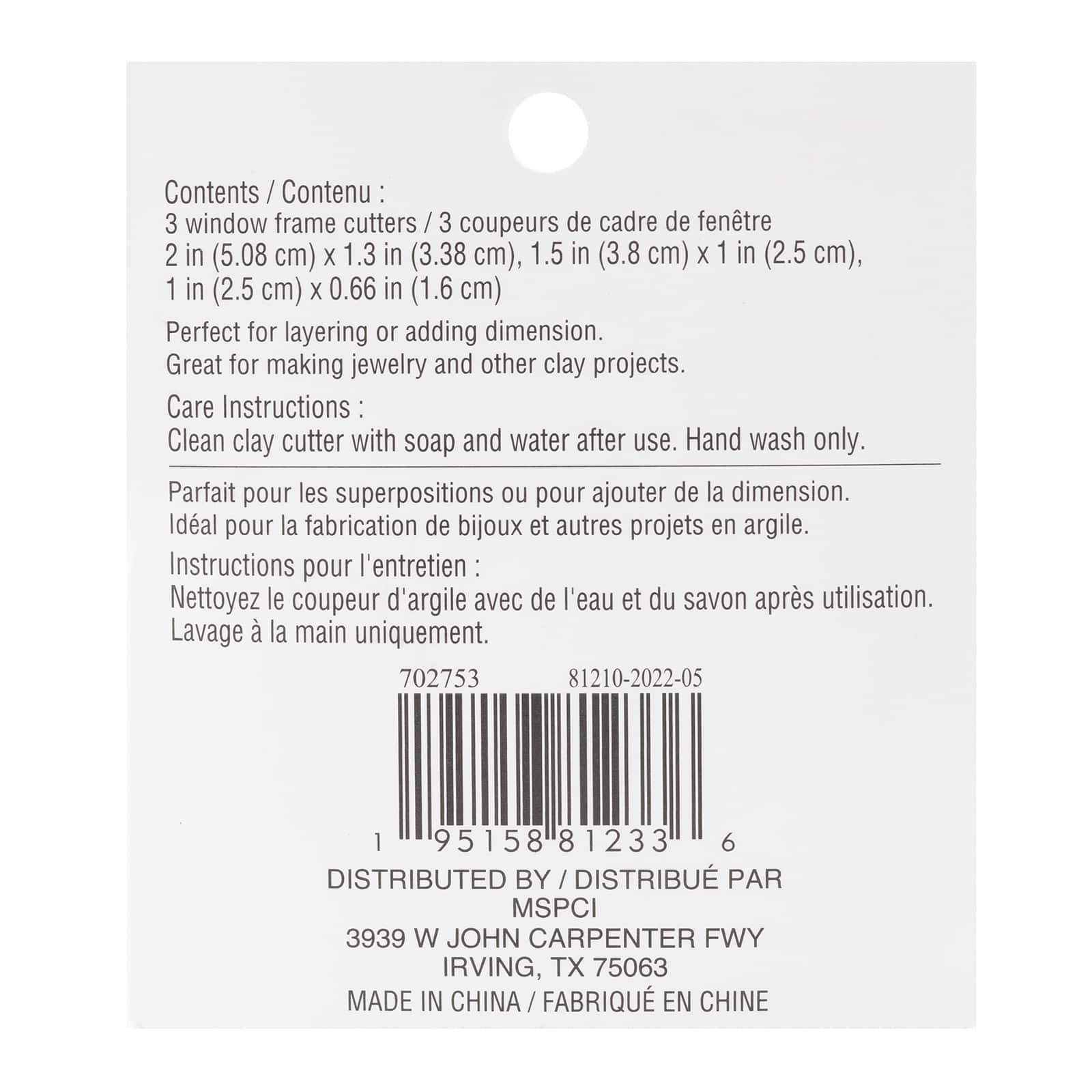 12 Pack: Window Frame Clay Cutter Set by Craft Smart®