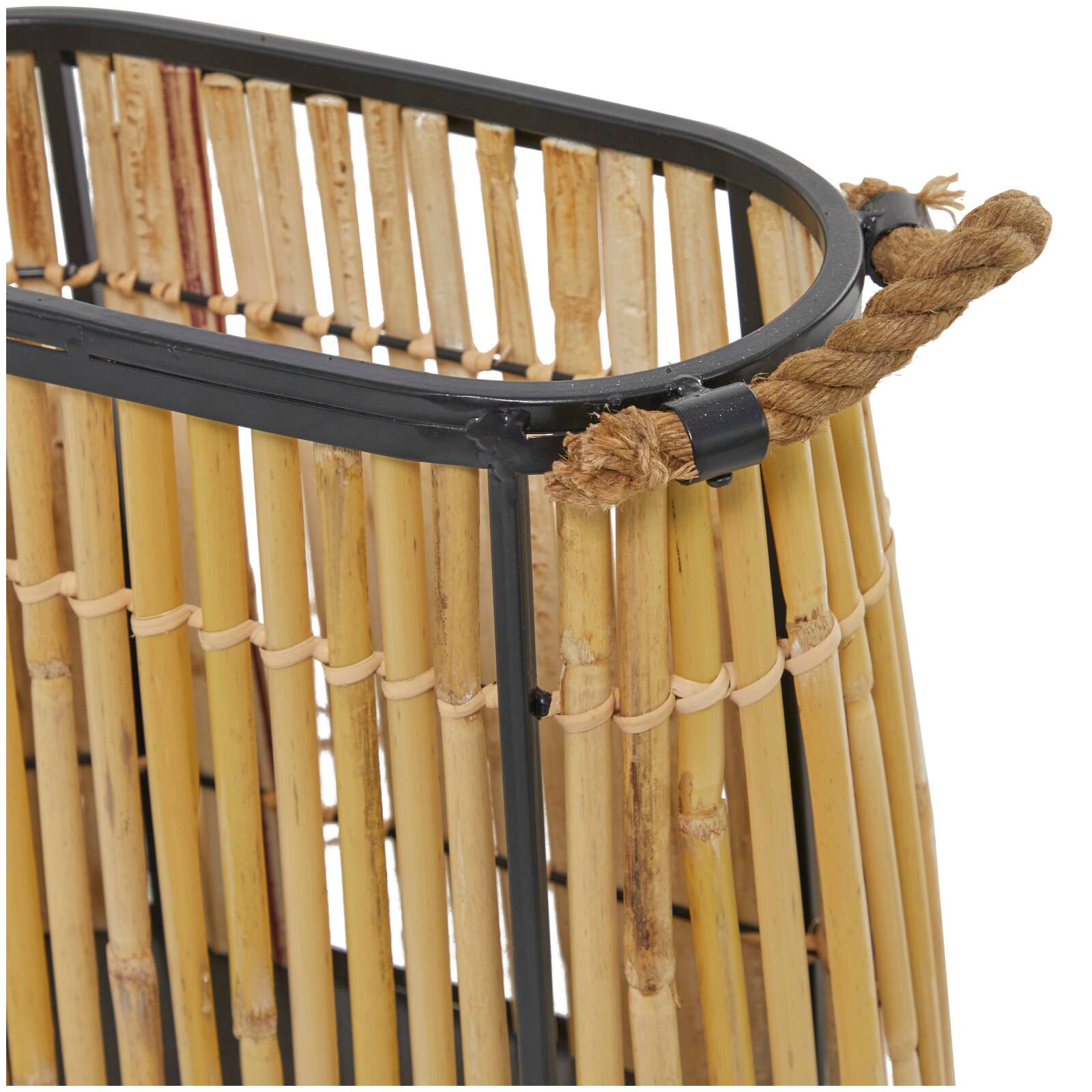 The Novogratz Brown Wicker Handmade Slatted Frame Storage Basket with Handles Set of 2 19&#x22;, 14&#x22;