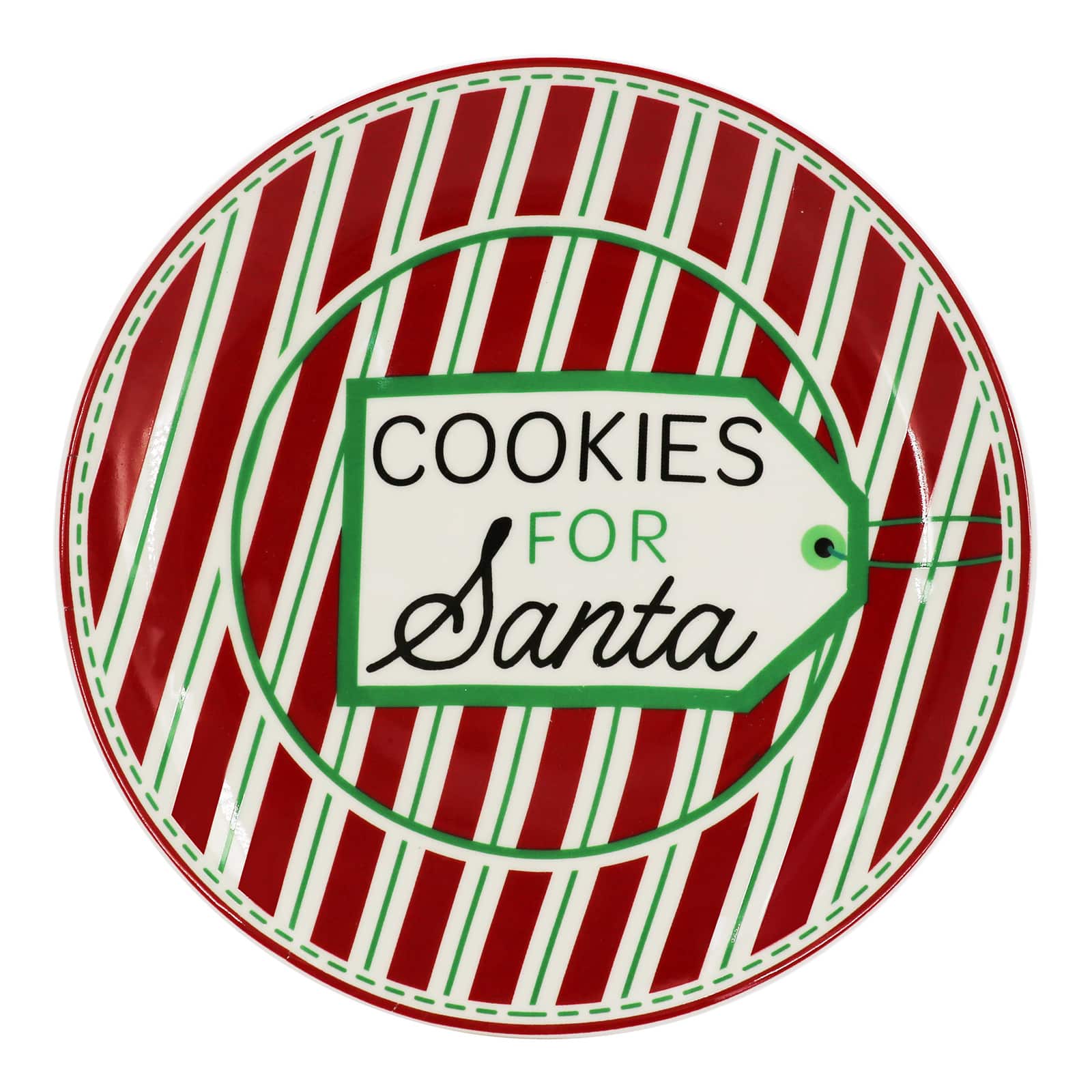 8.5&#x22; Red &#x26; White Cookies for Santa Ceramic Plate by Ashland&#xAE;