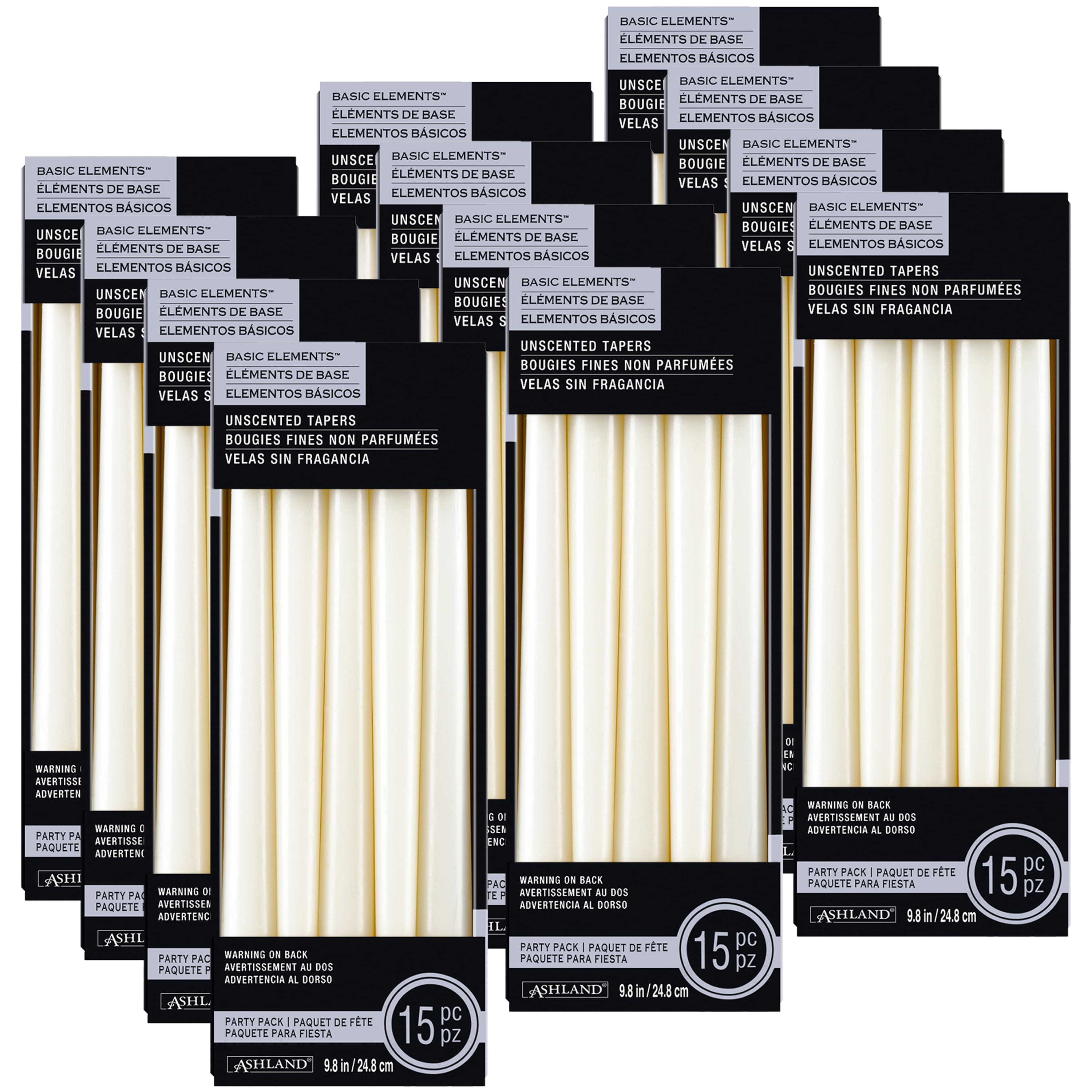 12 Packs: 15 ct. (180 total) Basic Elements&#x2122; 10&#x22; Ivory Taper Candles by Ashland&#xAE;