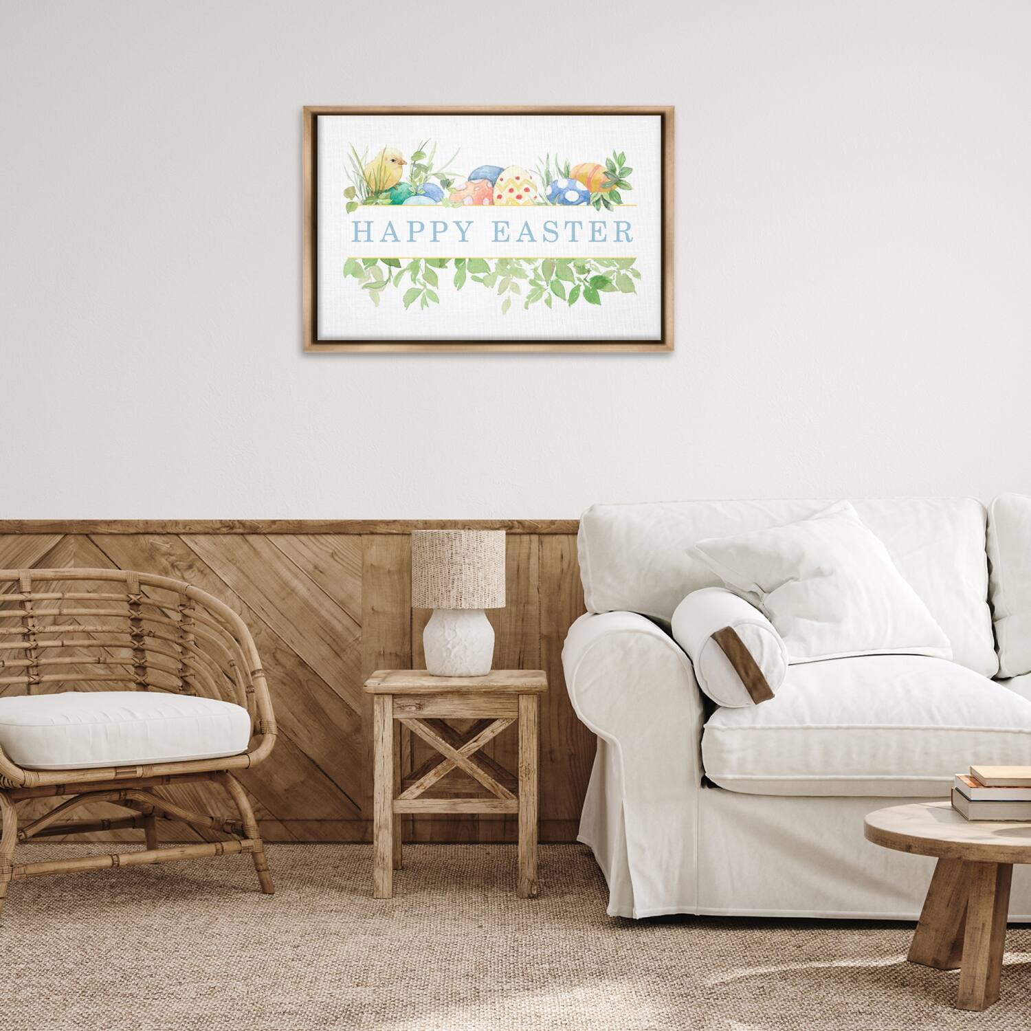 Stupell Industries Floral Happy Easter Floater Framed Art