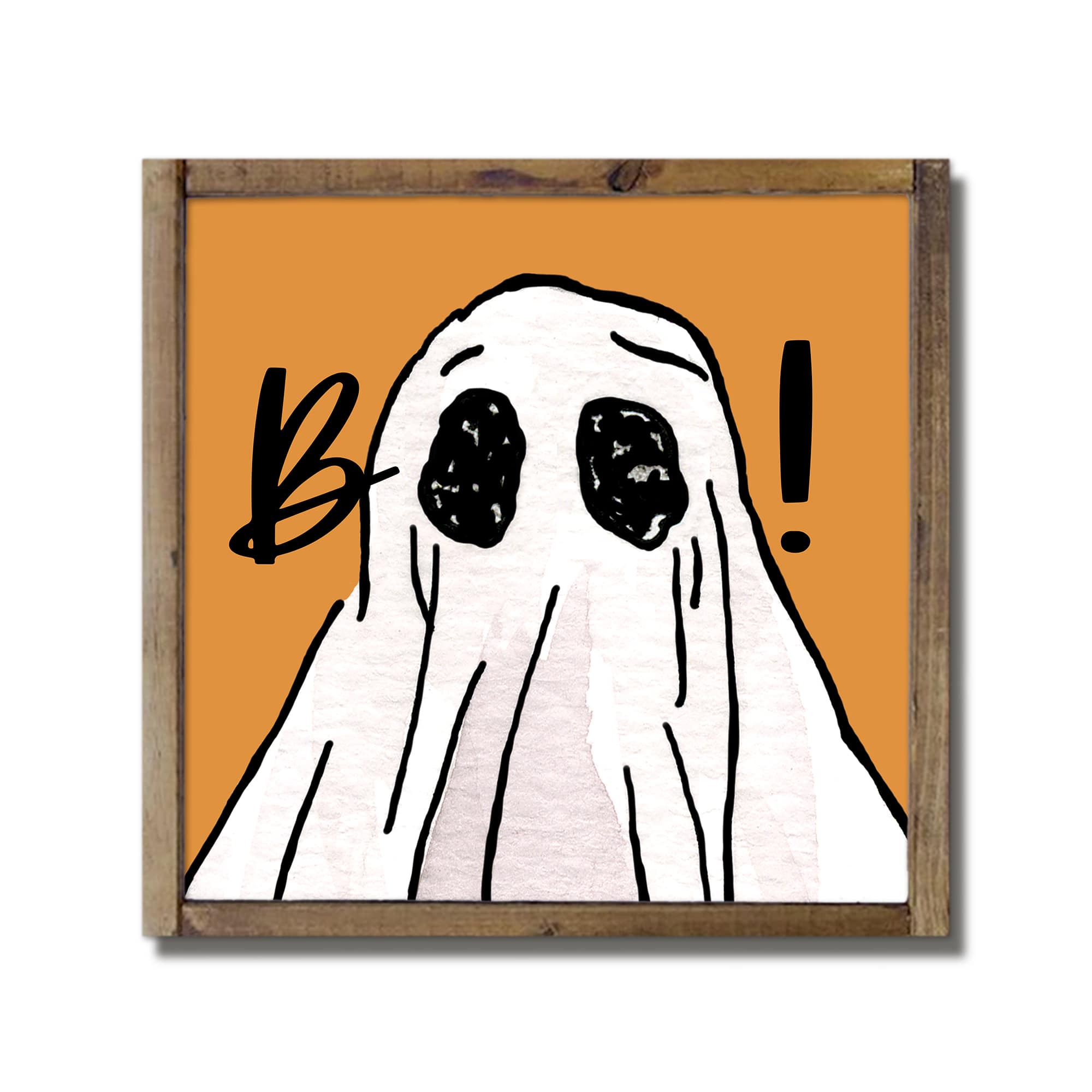 Boo Ghost Framed Wood Plaque