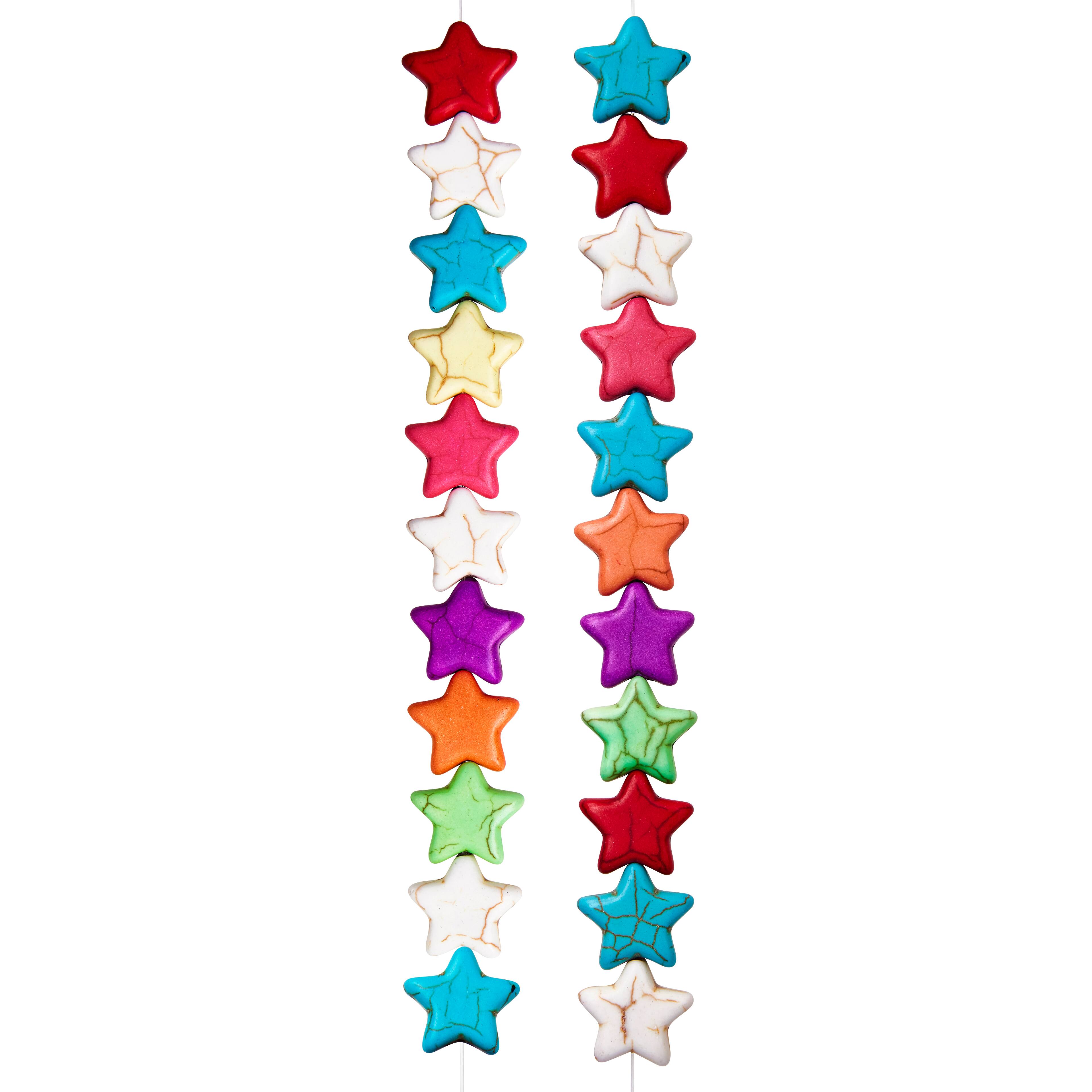 12 Pack:  Colorful Reconstituted Star Beads, 15mm by Bead Landing&#x2122;