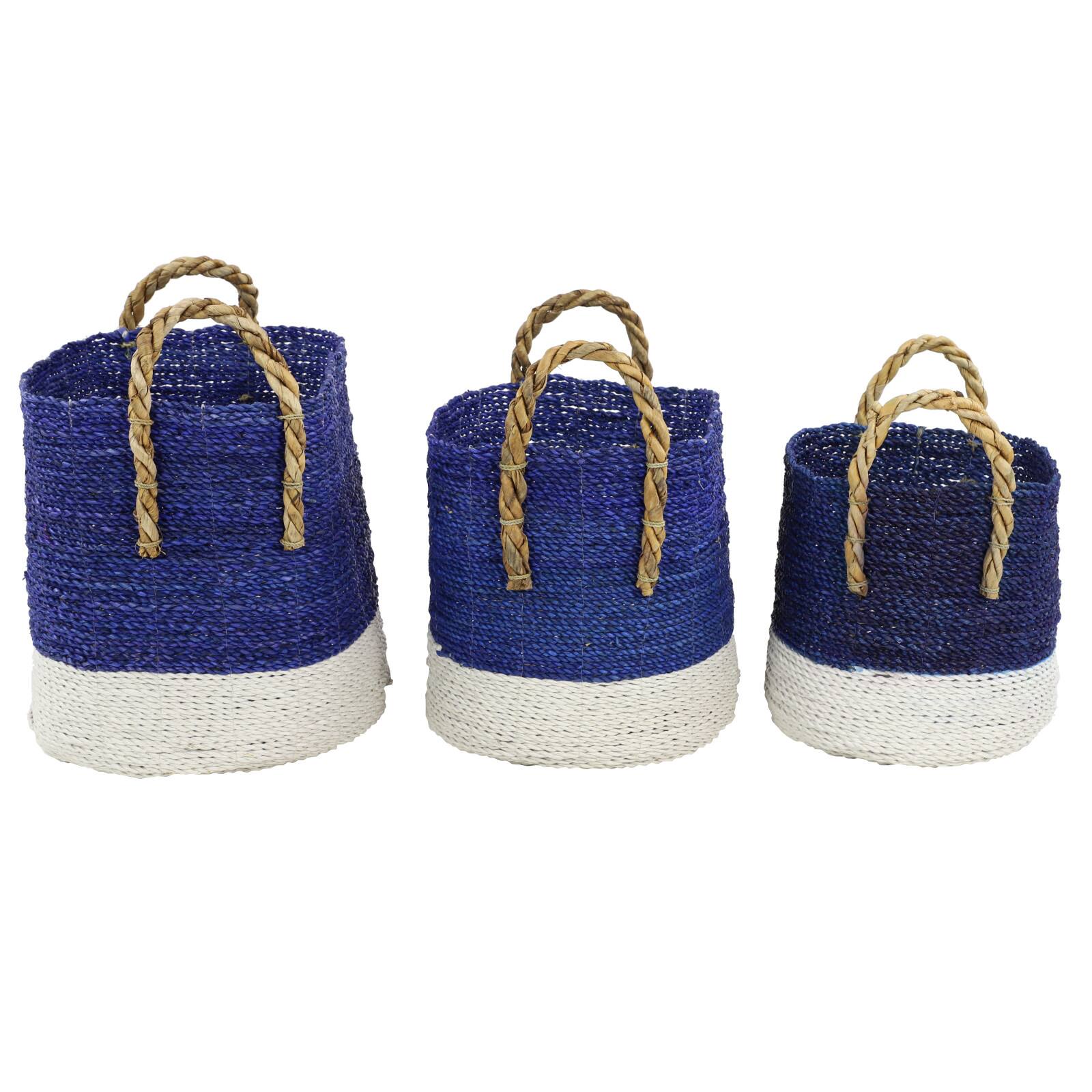 Blue Seagrass Coastal Storage Basket Set