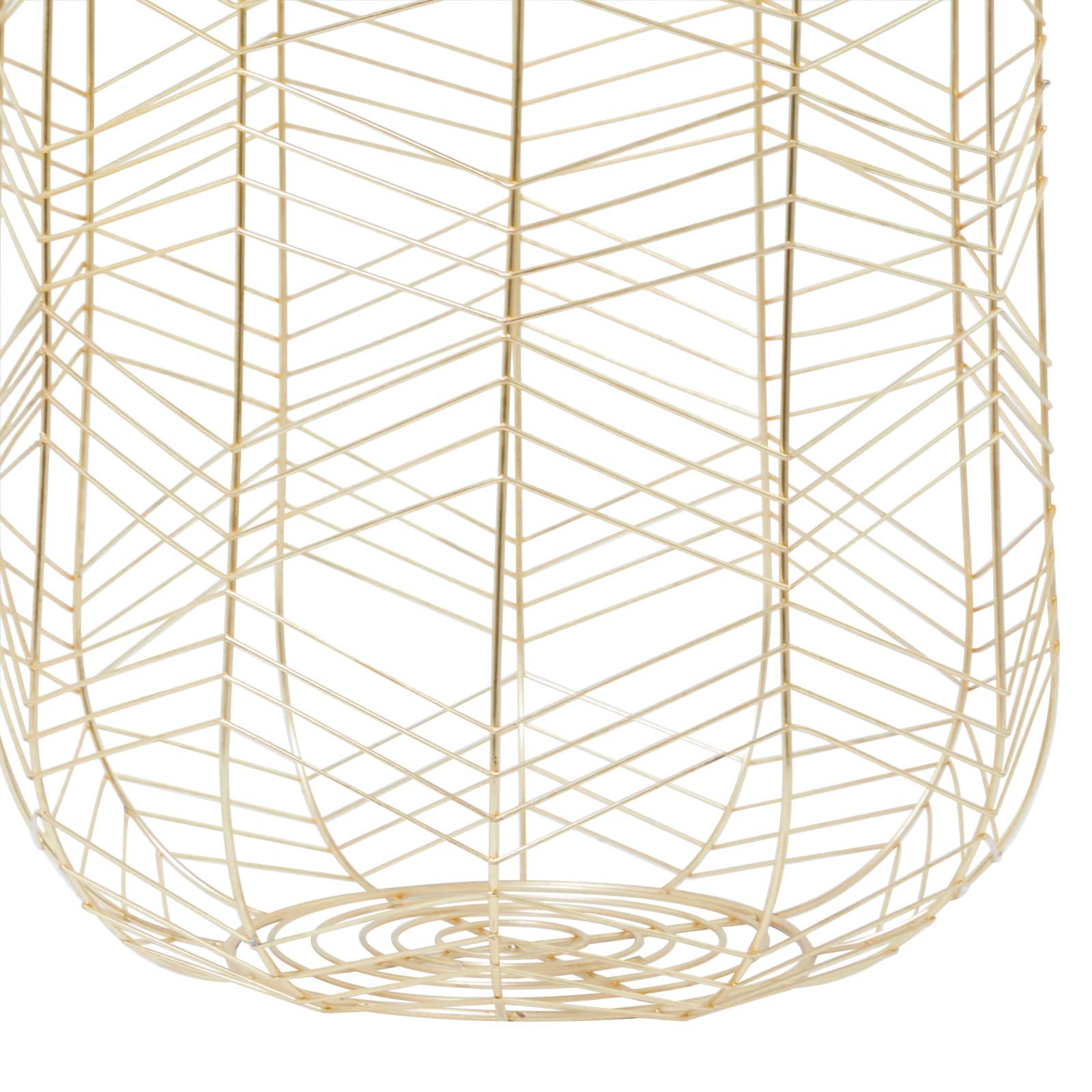 CosmoLiving by Cosmopolitan Gold Metal Storage Basket with Faux Leather Handles Set of 3 16", 14", 12"