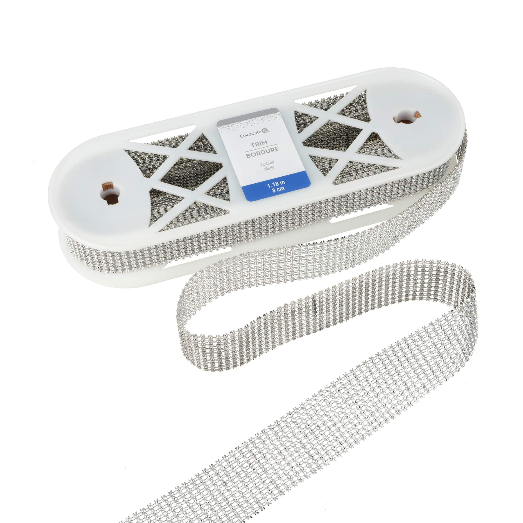 1.18&#x22; Silver Round Diamond Mesh Trim by Celebrate It&#xAE; Fashion Mode