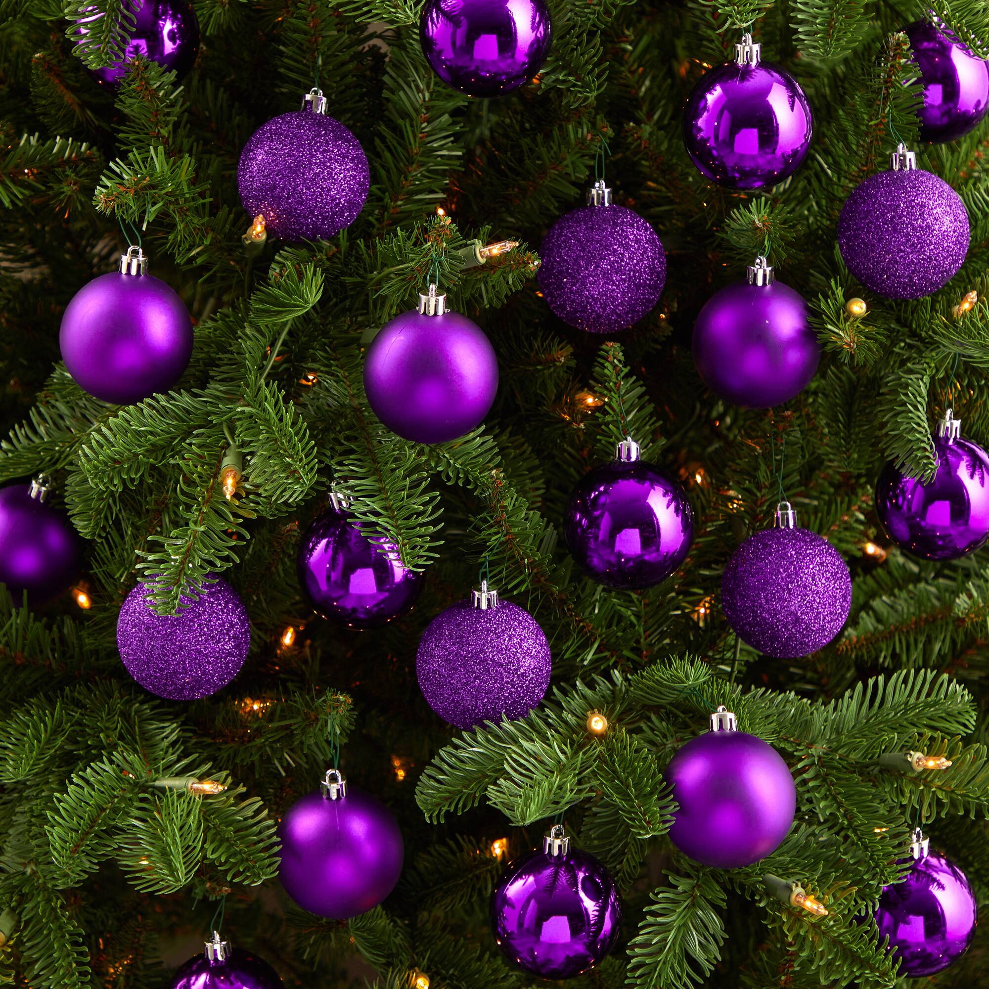 30ct. 2.5&#x22; Purple Shatterproof Christmas Ornaments