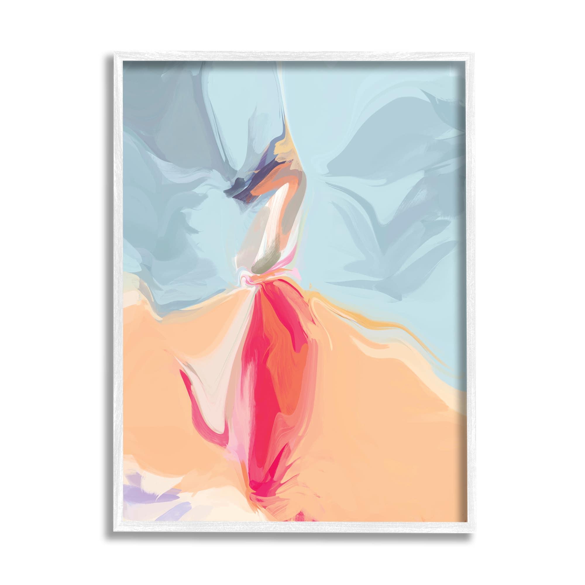 Stupell Industries Abstract Figure Dancing Movement Pink Blue Orange in White Frame Wall Art