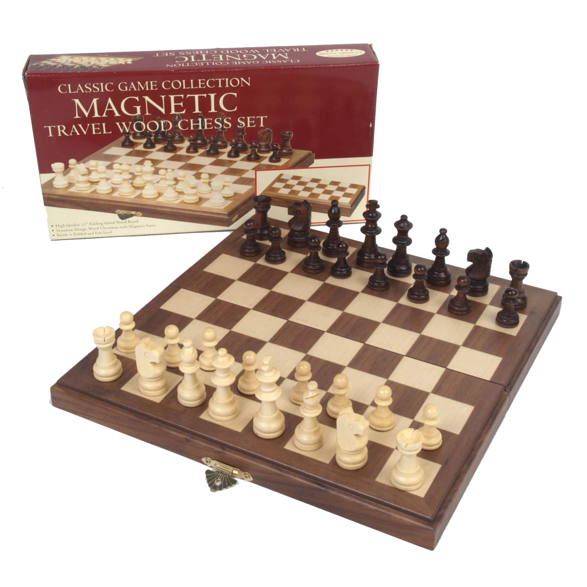 Classic Game Collection Travel Magnetic Walnut Chess Set