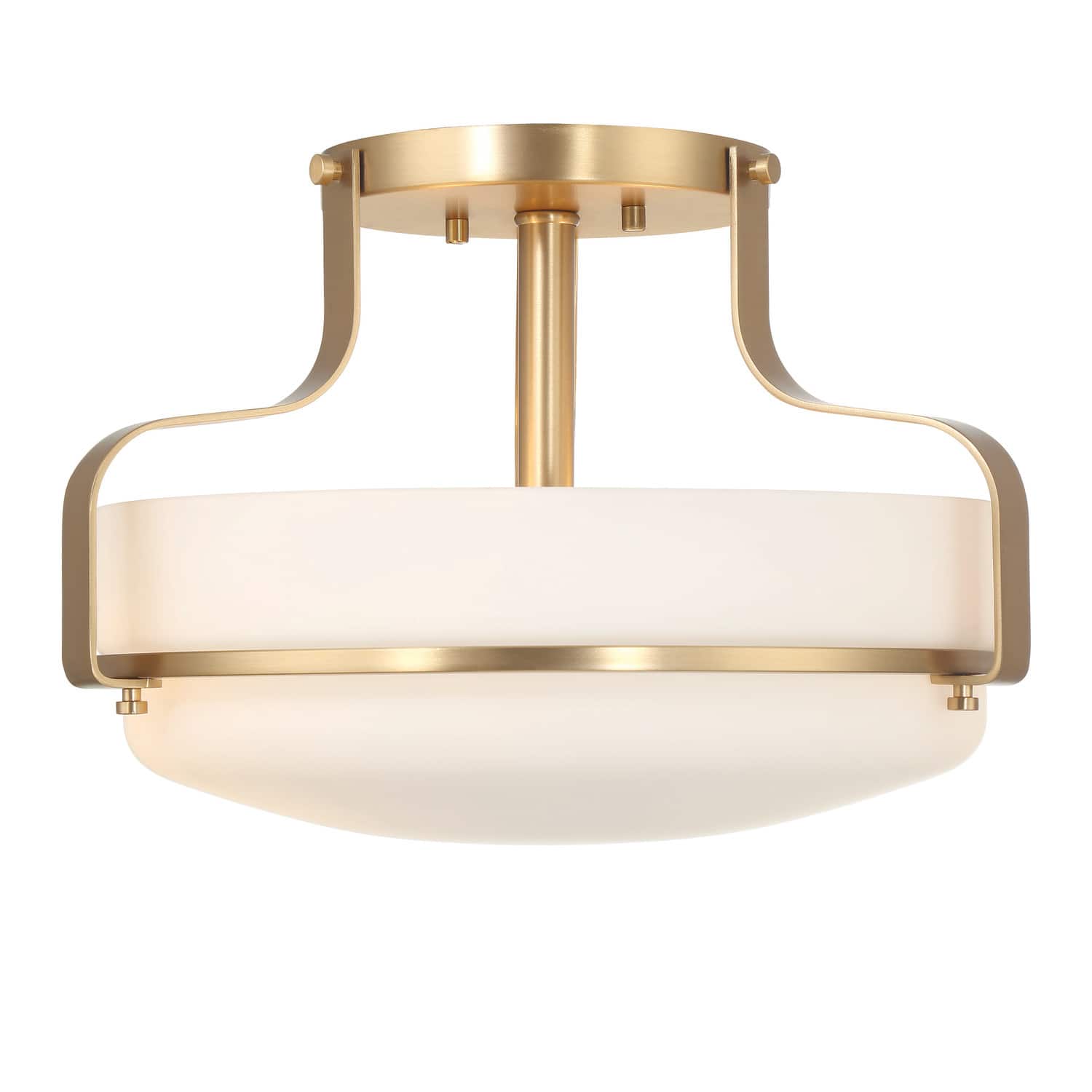 Hello Honey® Chatsworth White & Gold Etched Opal Glass & Metal Semi-Flush Mount Ceiling Light