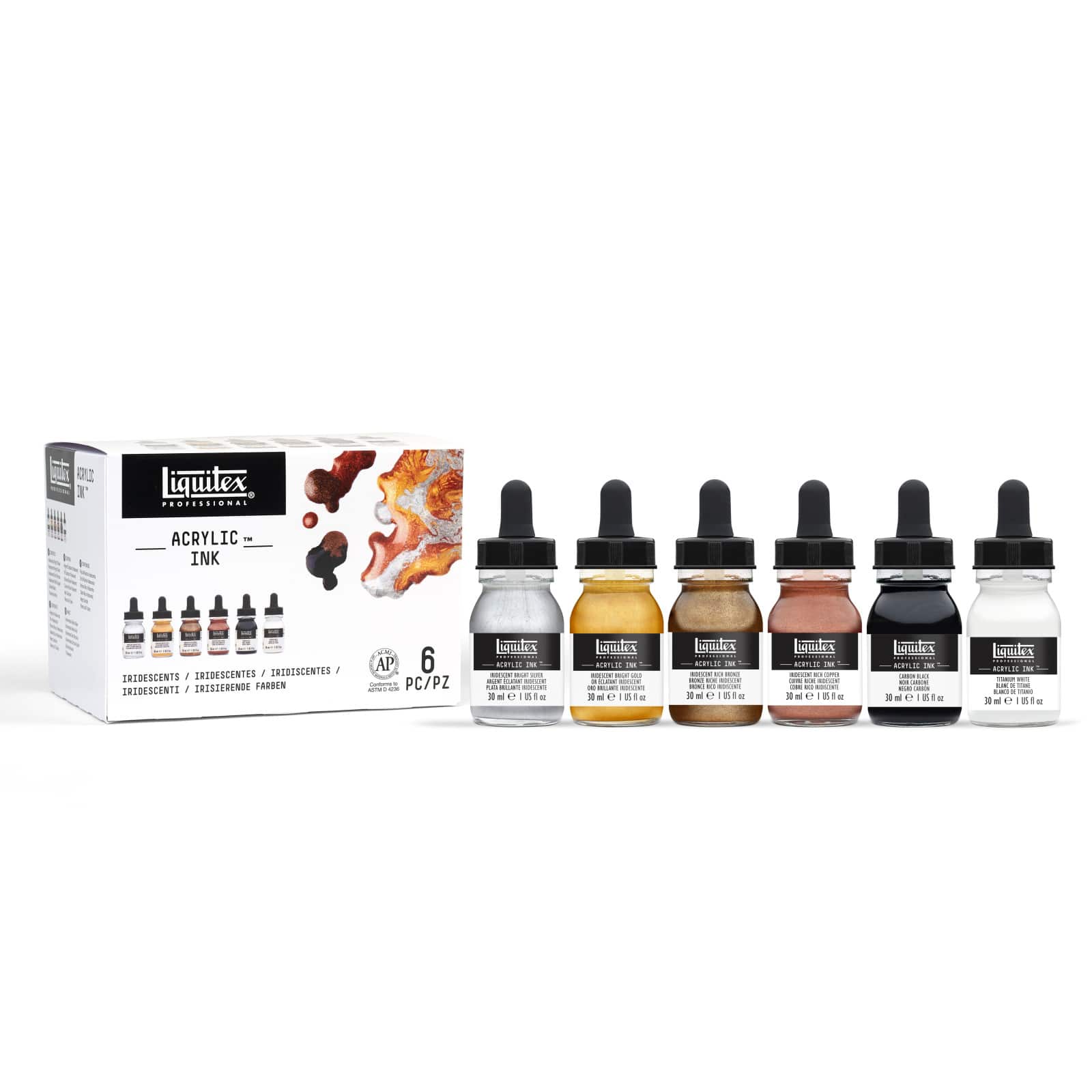 6 Packs: 6 ct. (36 total) Liquitex® Professional Acrylic™ Ink Set, Iridescents