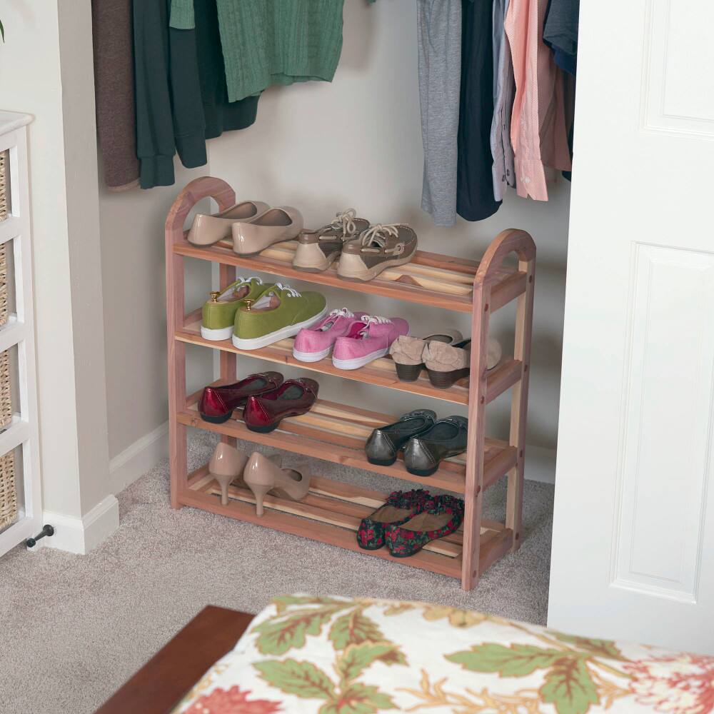 Household Essentials CedarFresh 27&#x22; 4-Tier Cedar Shoe Rack