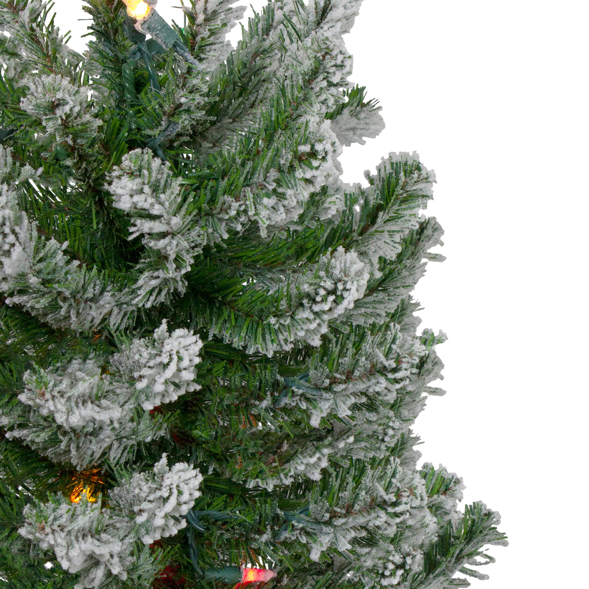 Pre-Lit Slim Flocked Alpine Artificial Christmas Trees Set