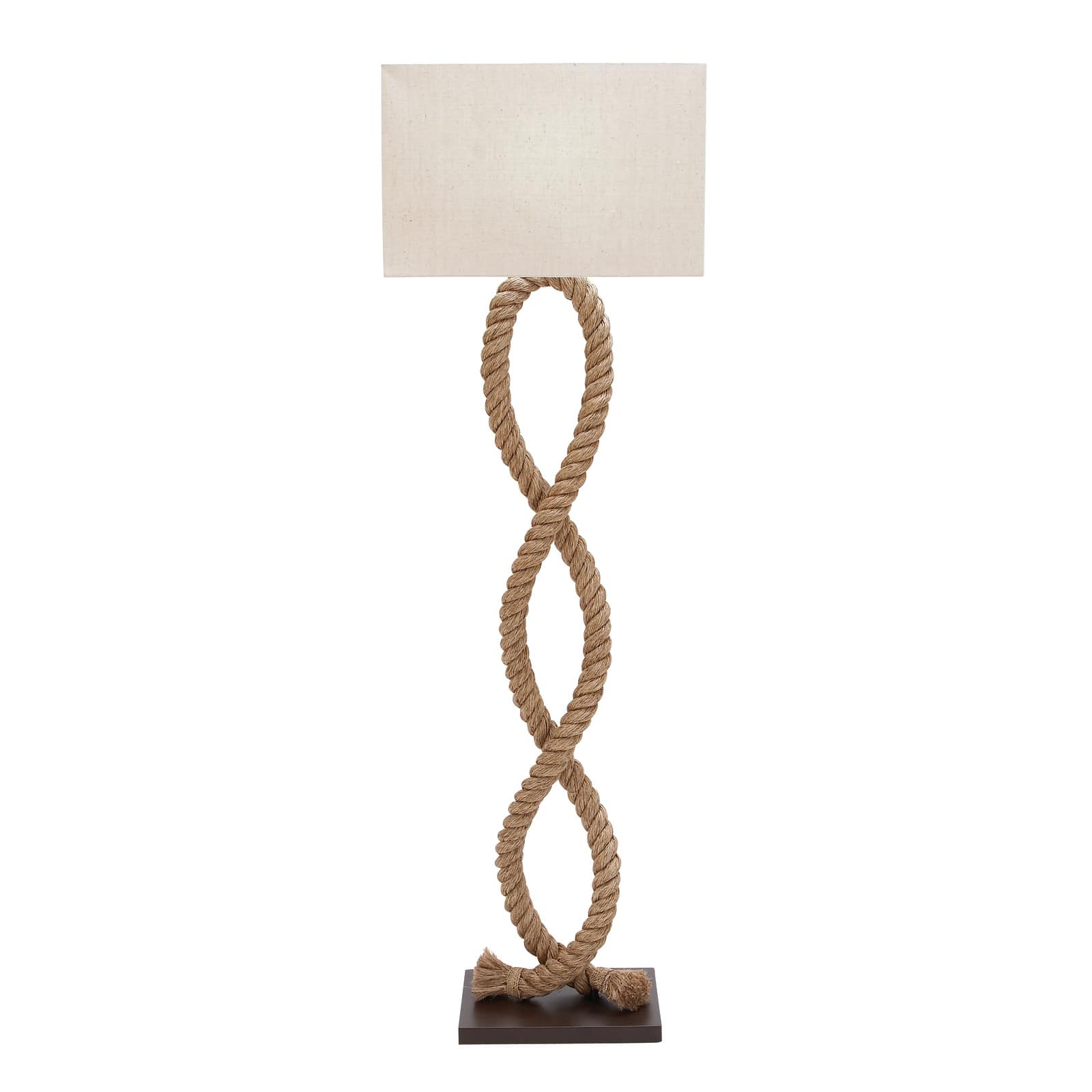 Brown Jute Rope and Iron Rustic Floor Lamp, 63" x 20" x 9"