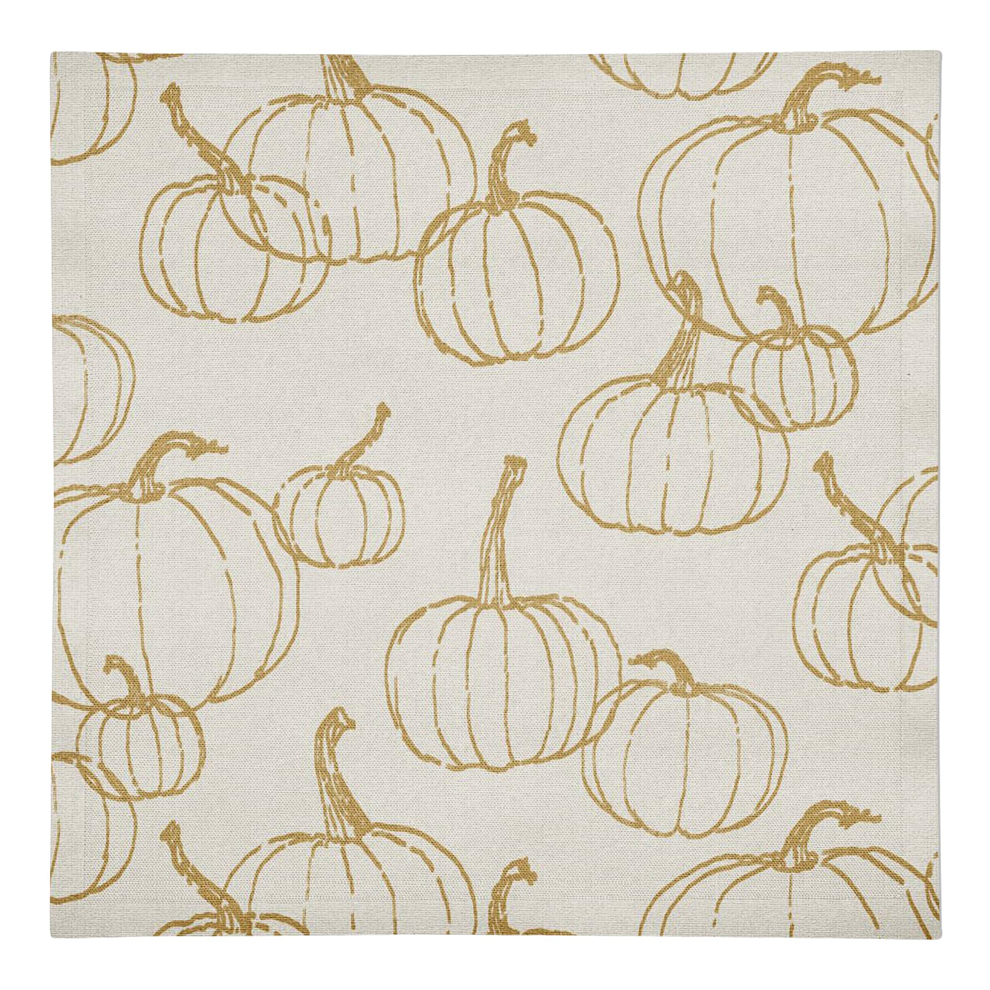 Mustard Yellow Multi Pumpkin Pattern Cotton Twill Napkin