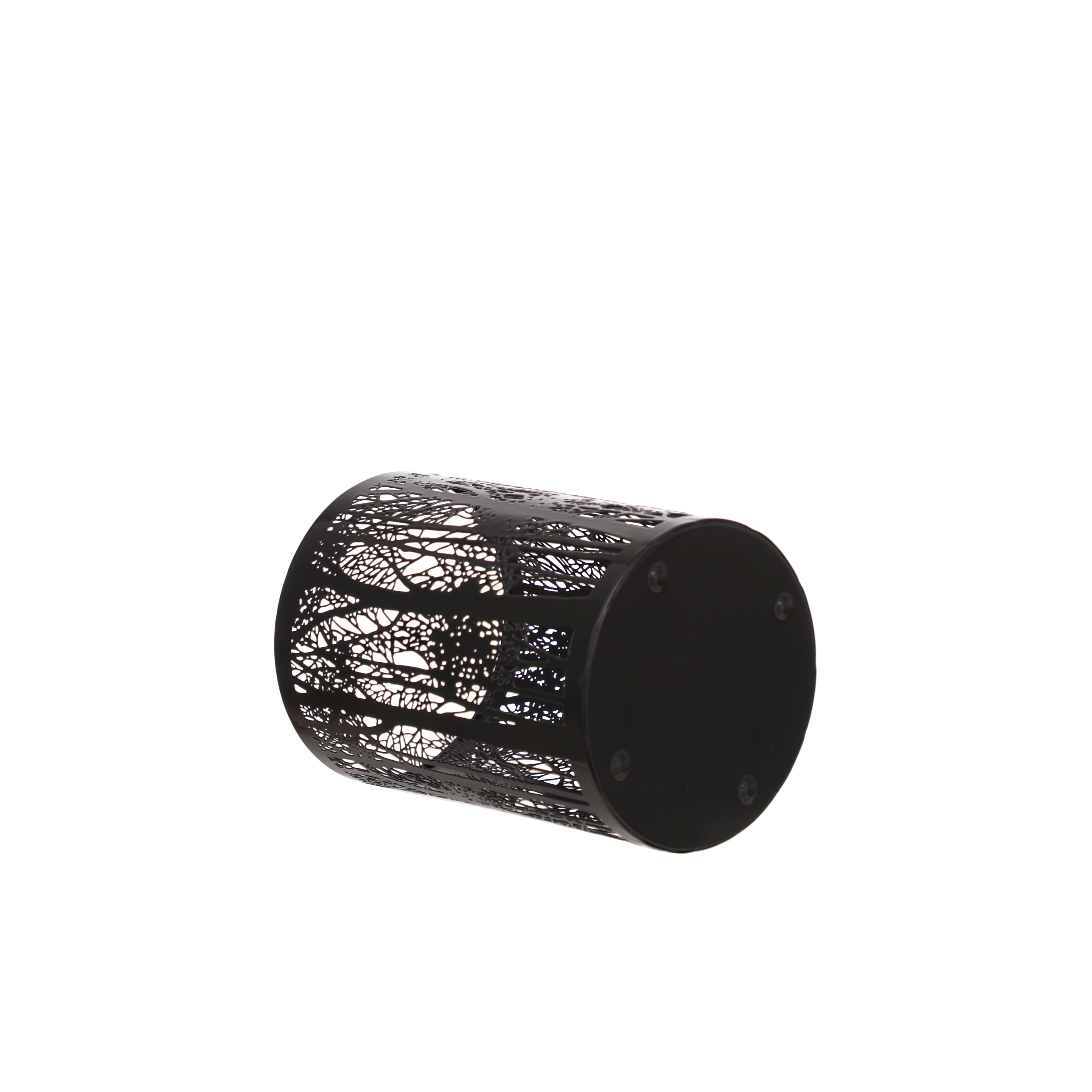 7&#x22; Black Winter Forest Metal Hurricane Pillar Candle Holder by Ashland&#xAE;
