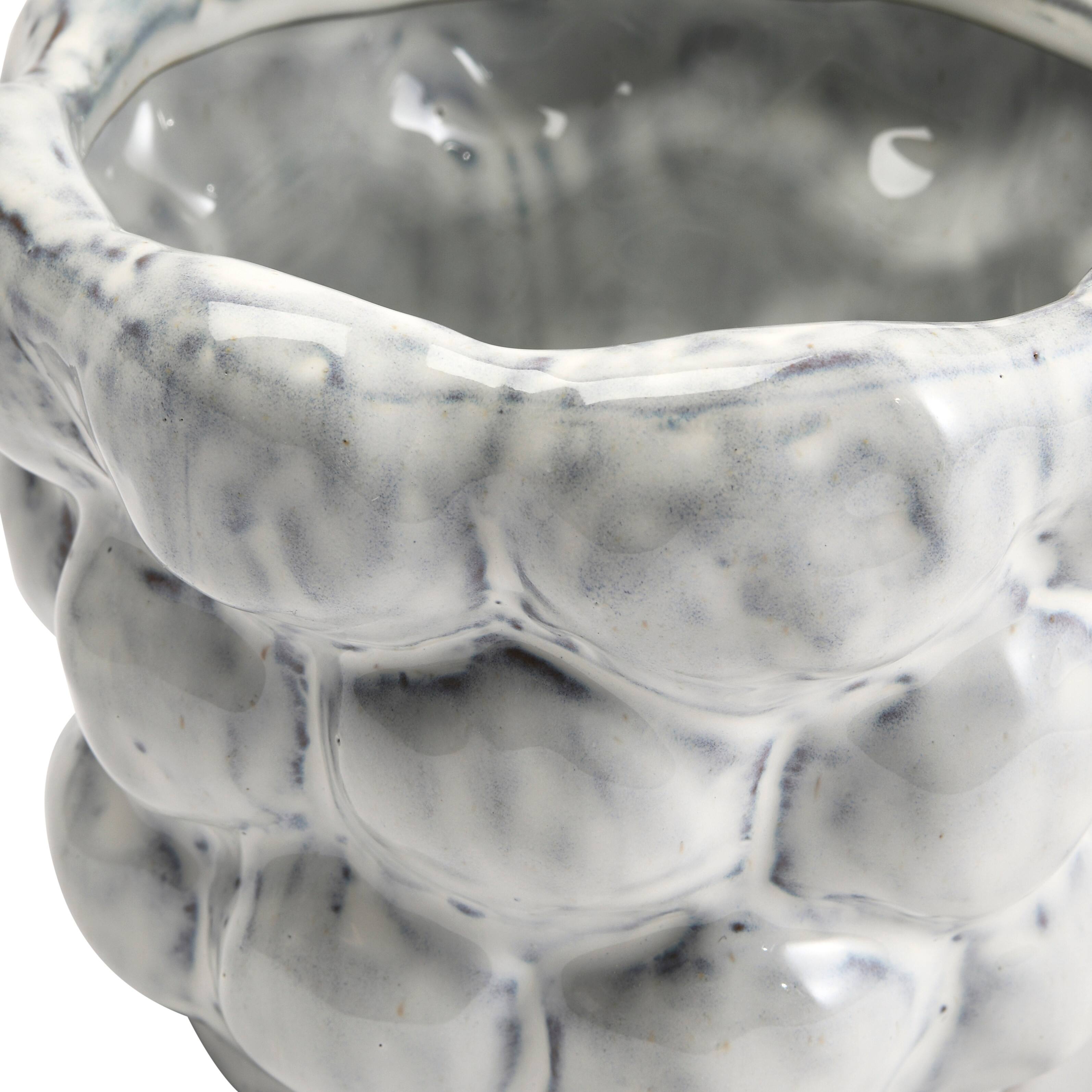 Hello Honey® 6.5" White Organically Shaped Stoneware Planter with Raised Dot Design