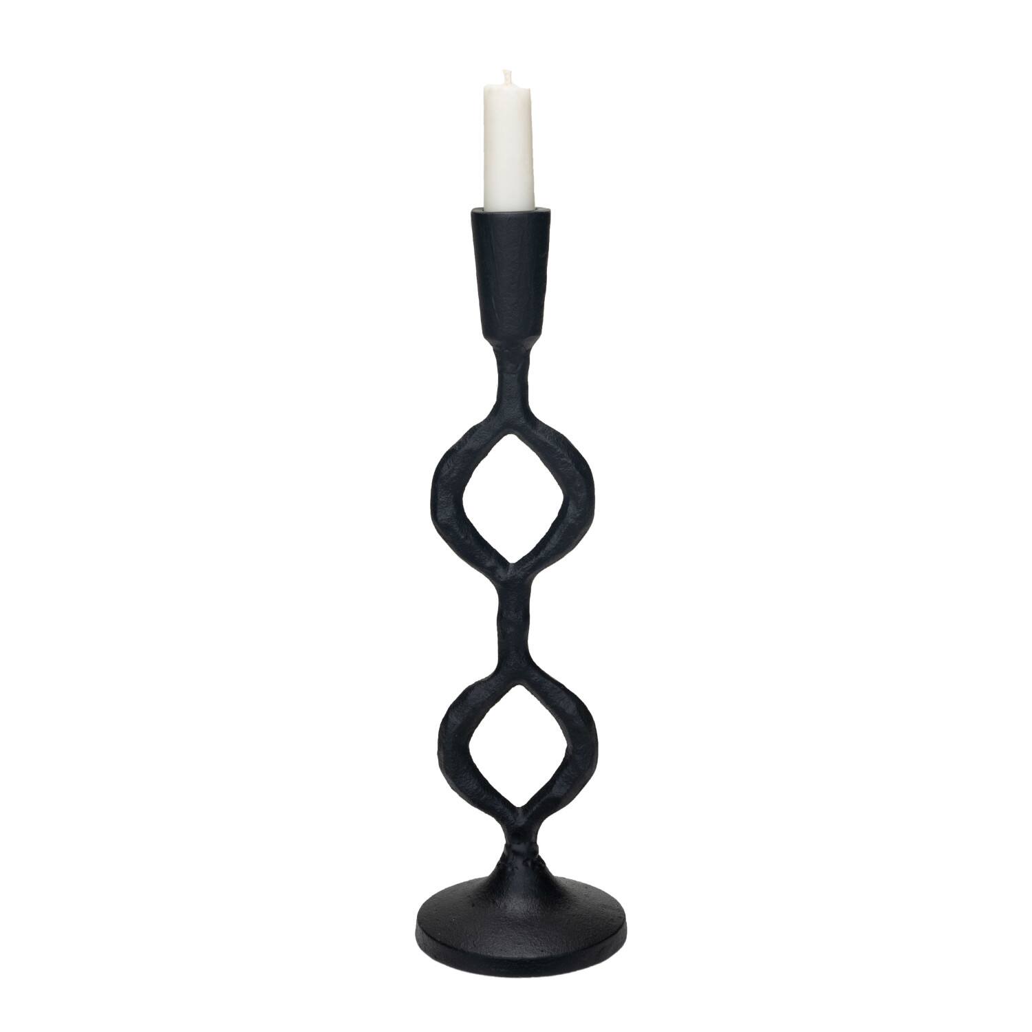 Hello Honey&#xAE; Black Decorative Cast Metal Taper Candle Holder