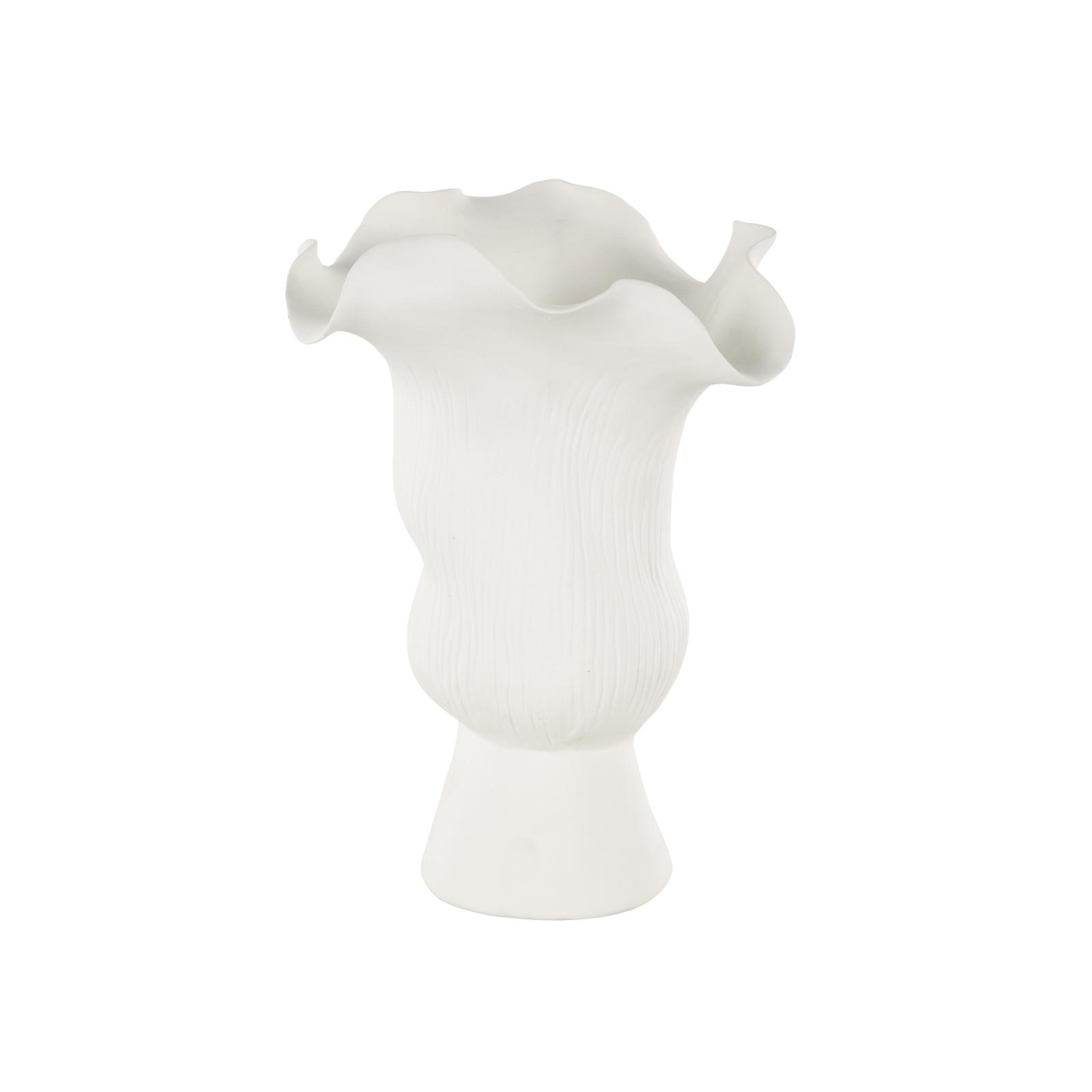 10.5&#x22; White Abstract Floral Ceramic Vase