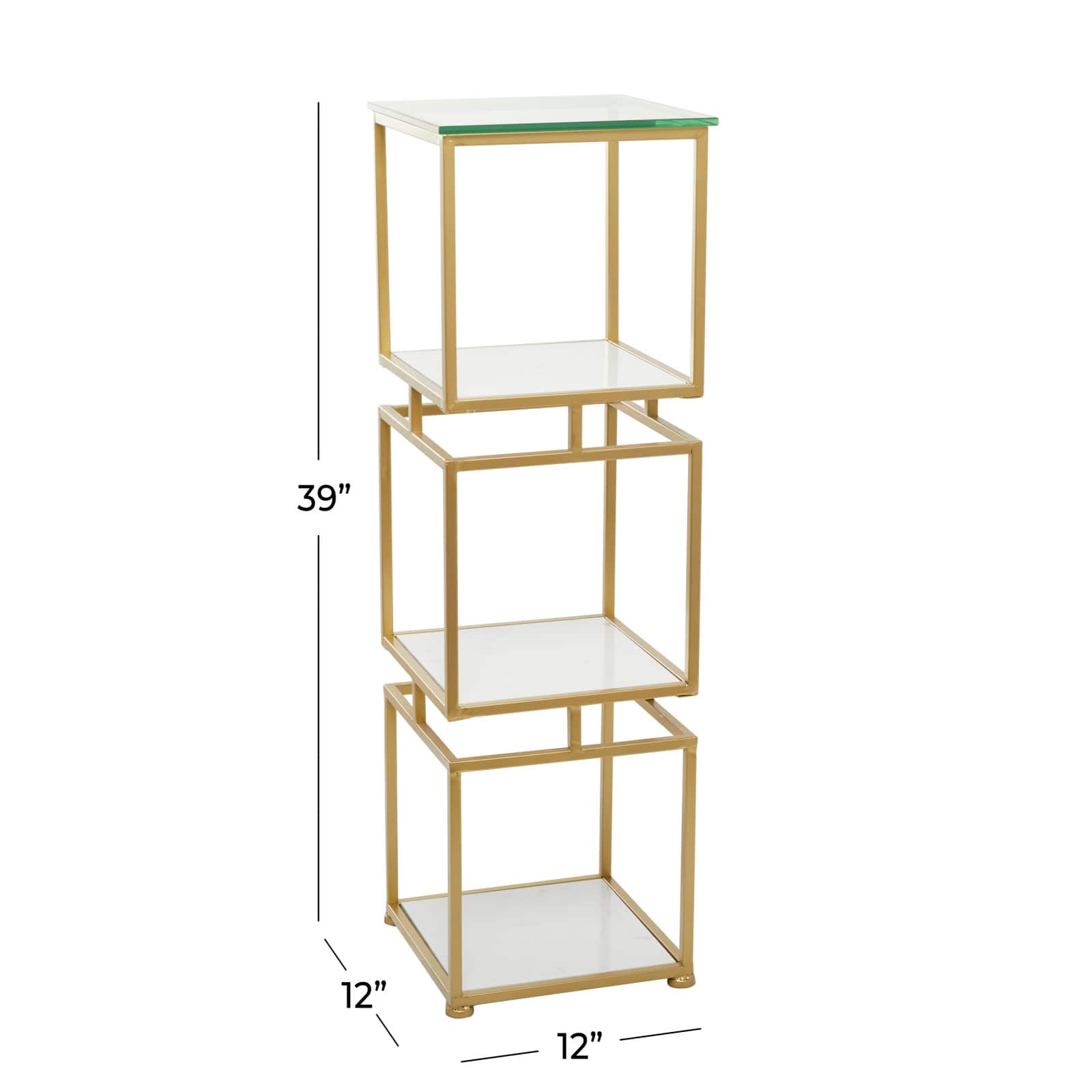 Gold Marble Glam Shelving Unit, 39" x 12" x 12"