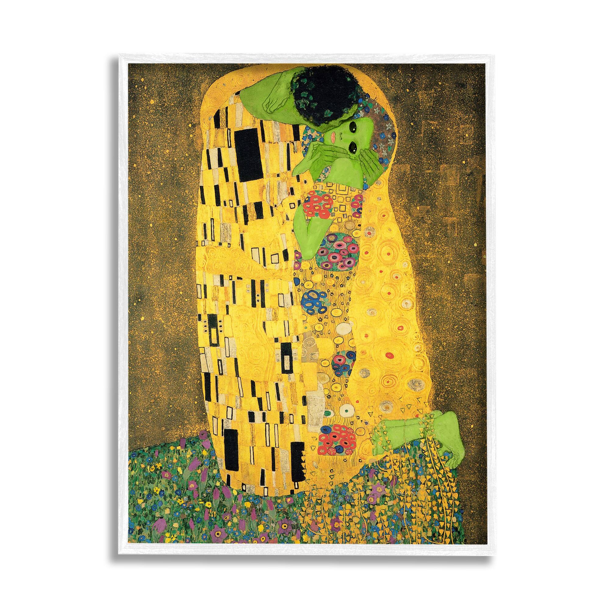 Stupell Industries Funny Classic Klimt Aliens Framed Giclee Art
