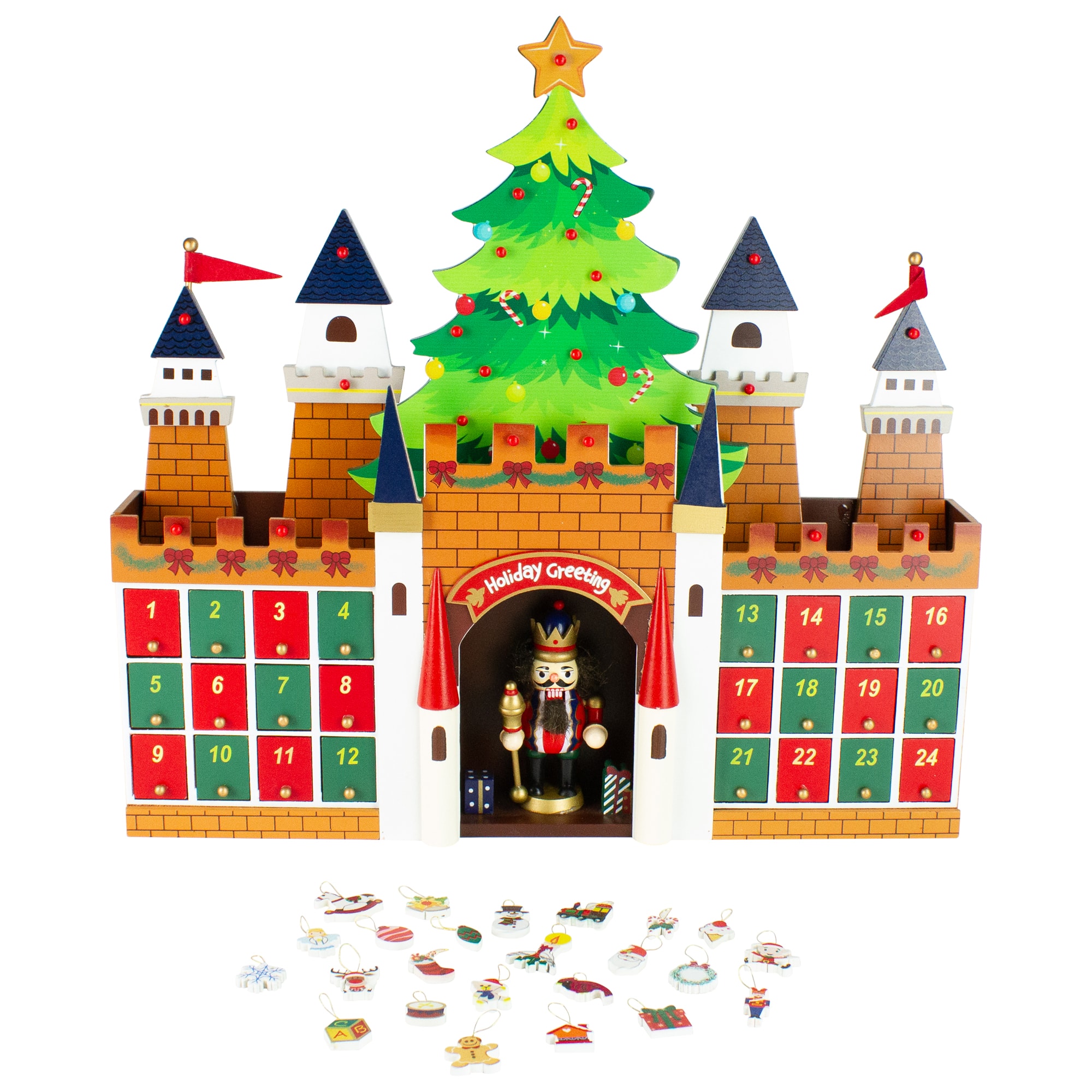 20.5&#x22; Nutcracker Castle Christmas Advent Calendar Decoration