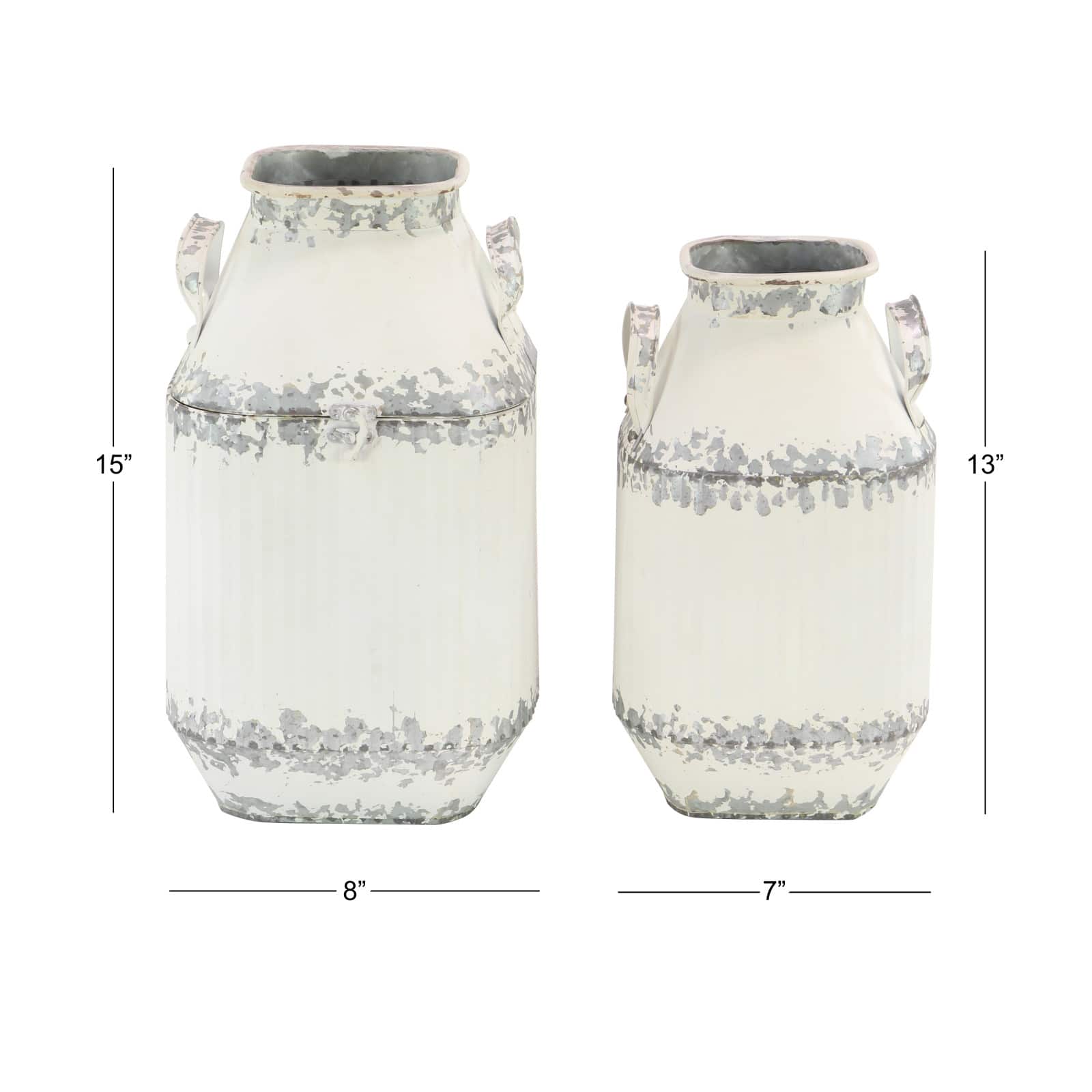 White Metal Decorative Milk Can Set