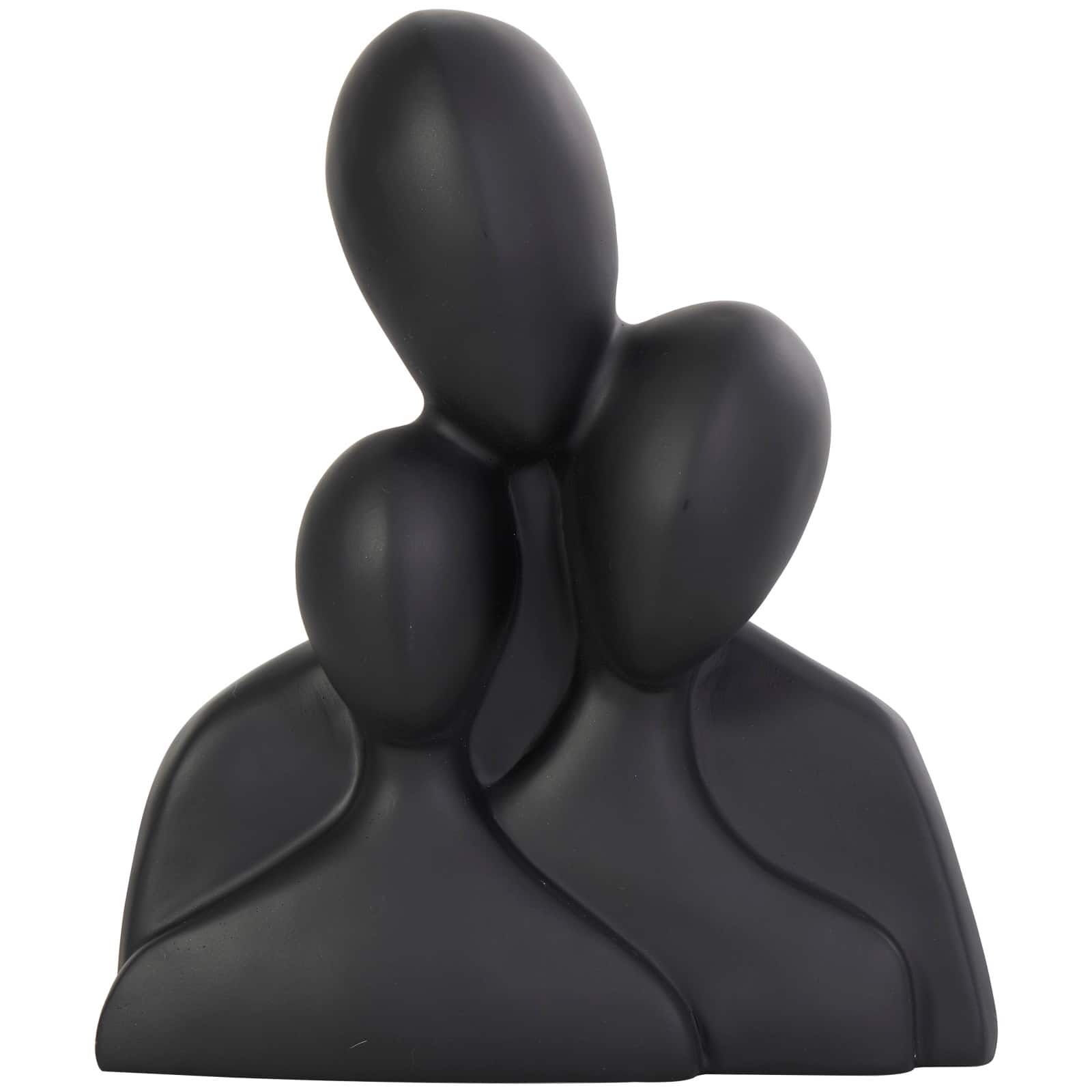 11&#x22; Black Polystone Abstract Nesting Family 3-Head Sculpture