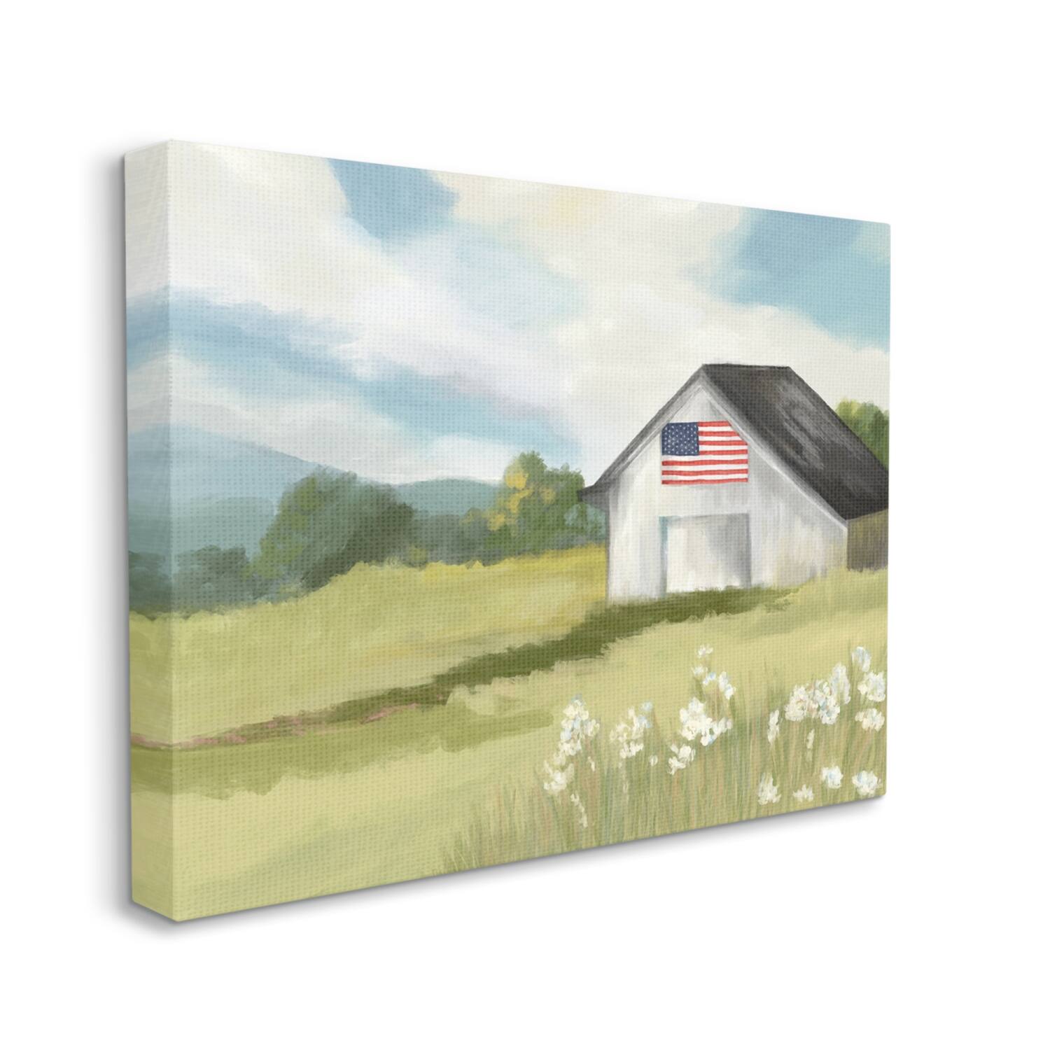 Stupell Industries American Flag on Barn Canvas Wall Art