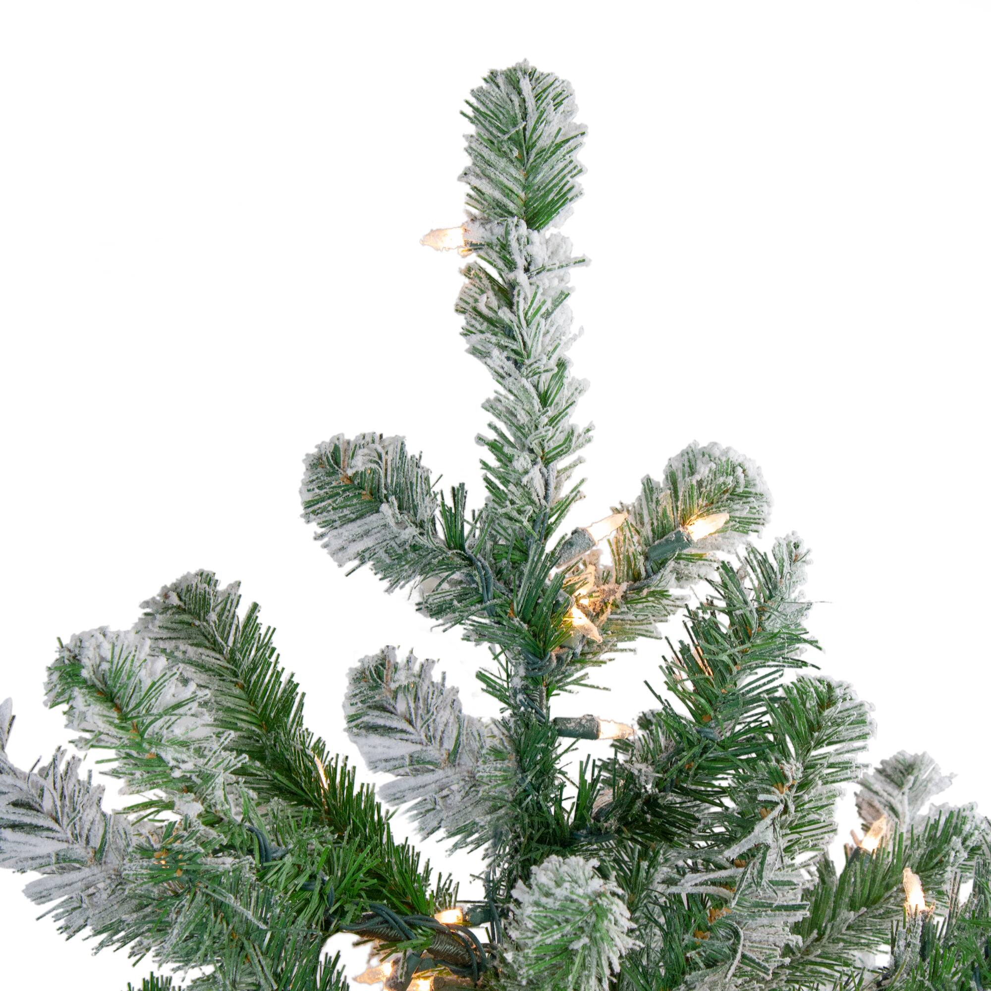 4.5ft. Pre-Lit Flocked Natural Emerald Full Artificial Christmas Tree, Clear Lights