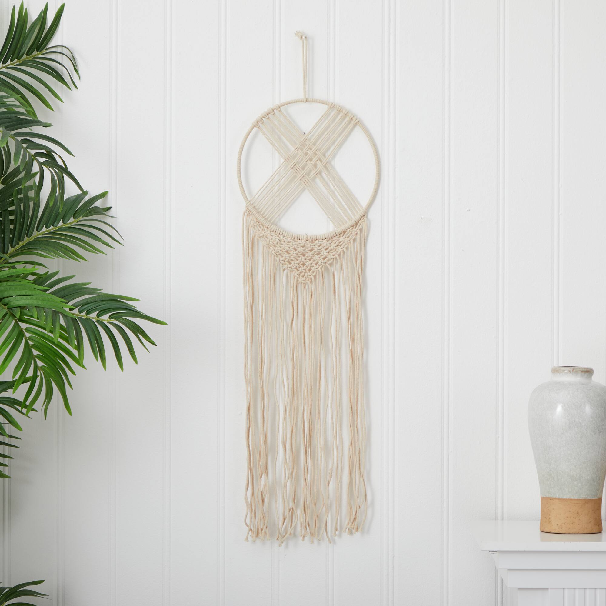 30&#x22; Boho Chic Woven Dreamcatcher Macrame Wall Art D&#xE9;cor