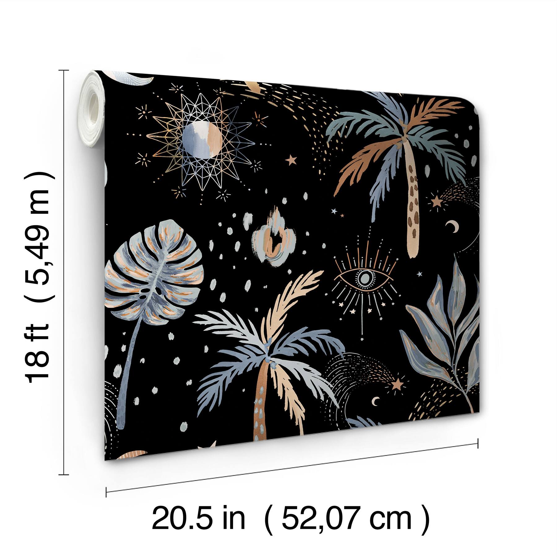RoomMates Black Nuit Tropicale Peel & Stick Wallpaper