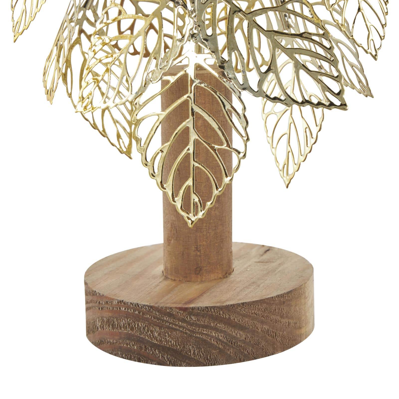 Gold Metal Layered Cutout Leaf Christmas Tree Sculpture Set