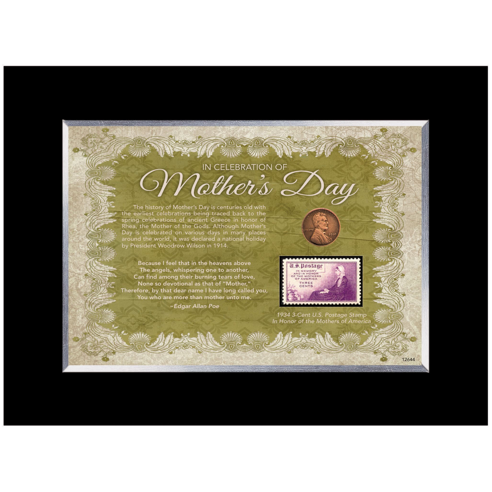 Mother&#x27;s Day Celebration Frame with Stamp and Coin