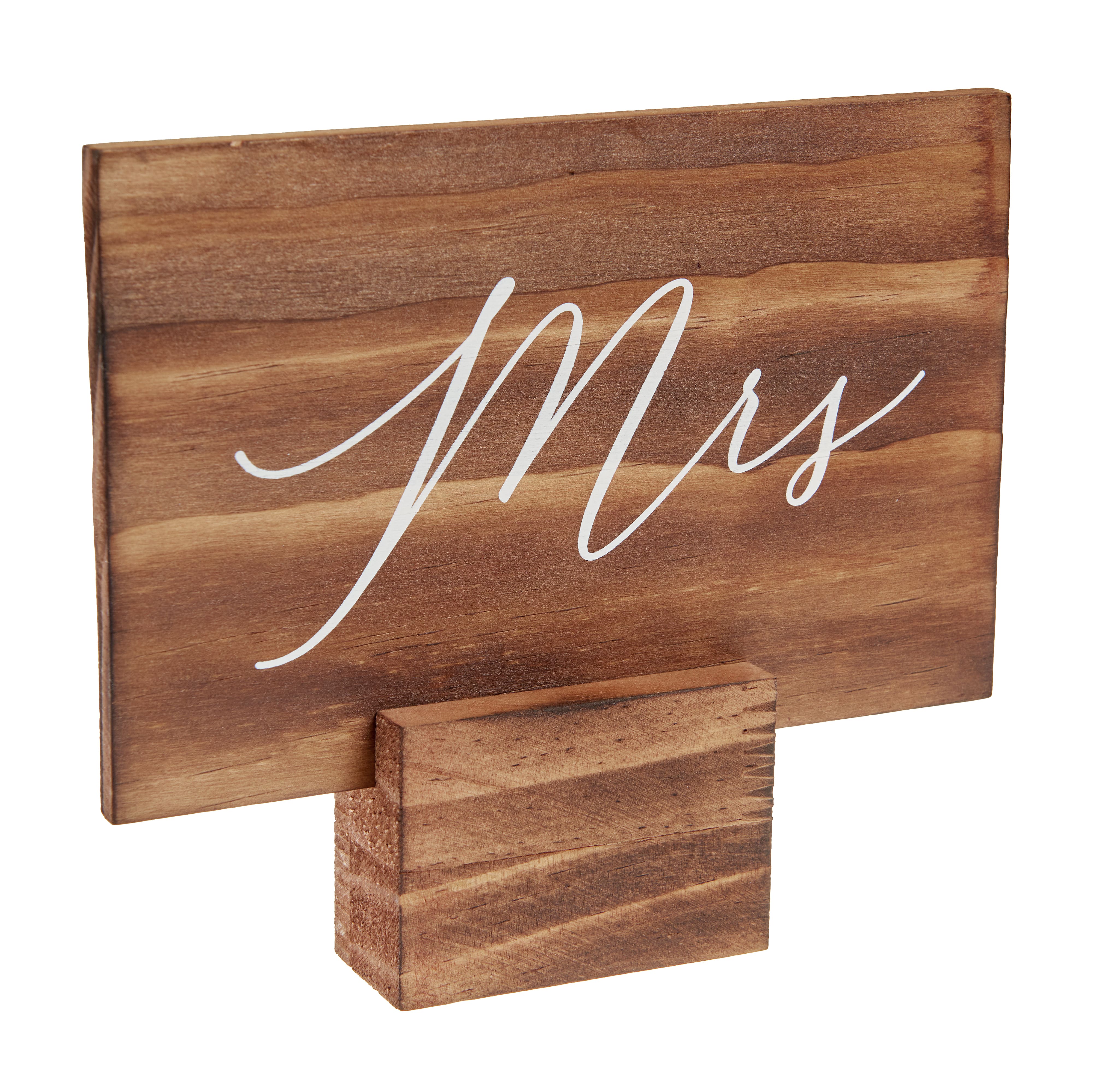 6 Pack: Small Mrs. Wooden Table Seating Sign with Base by Celebrate It&#x2122;