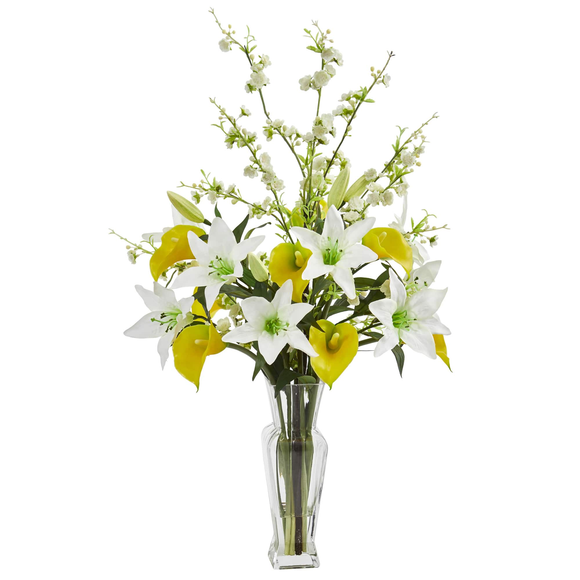 2.5ft. Yellow Calla Lily & Cherry Blossom Arrangement in Vase | Michaels