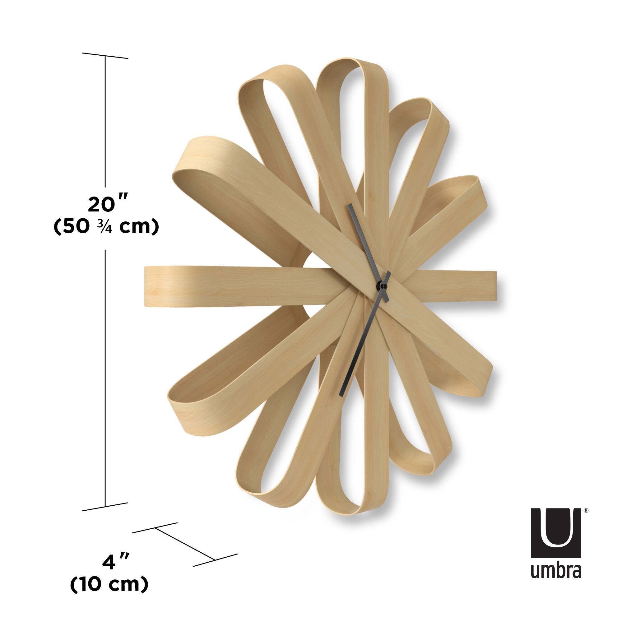 Umbra 20&#x22; Natural Ribbonwood Round Wall Clock