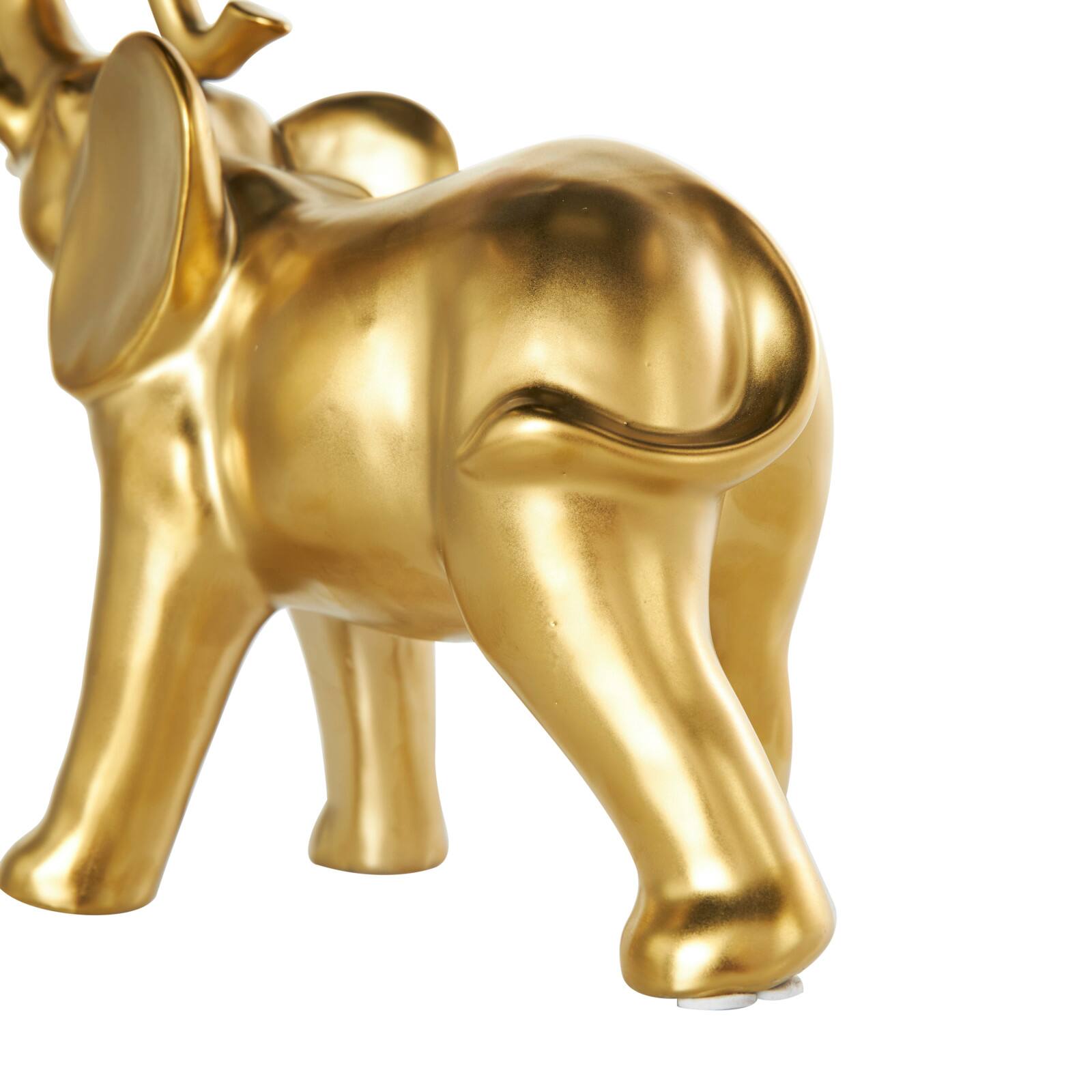 11" Gold Ceramic Elephant Standing Sculpture