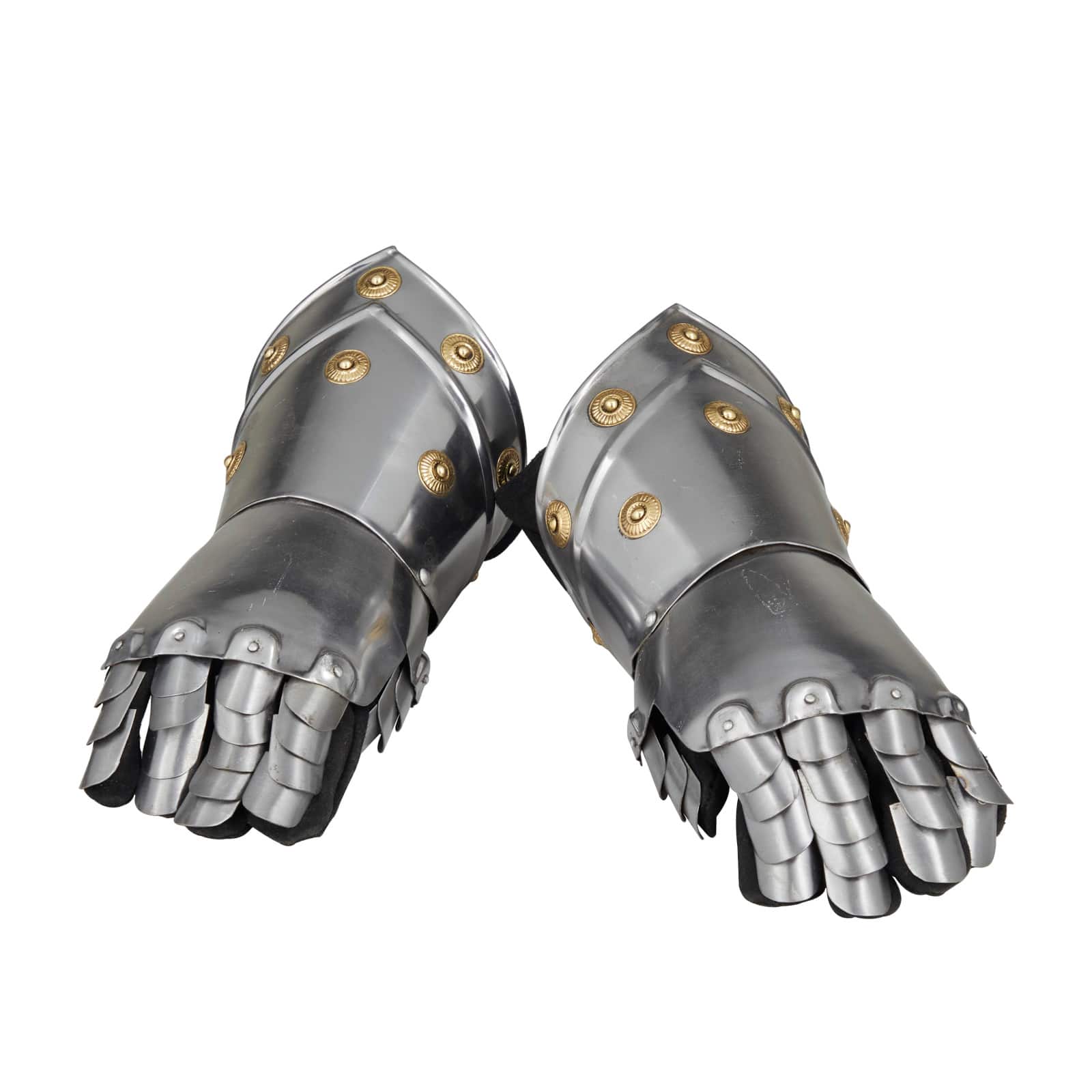 Set of 2&#x22; Silver Iron Vintage Armor Gloves, 7&#x22; x 14&#x22; x 6&#x22;