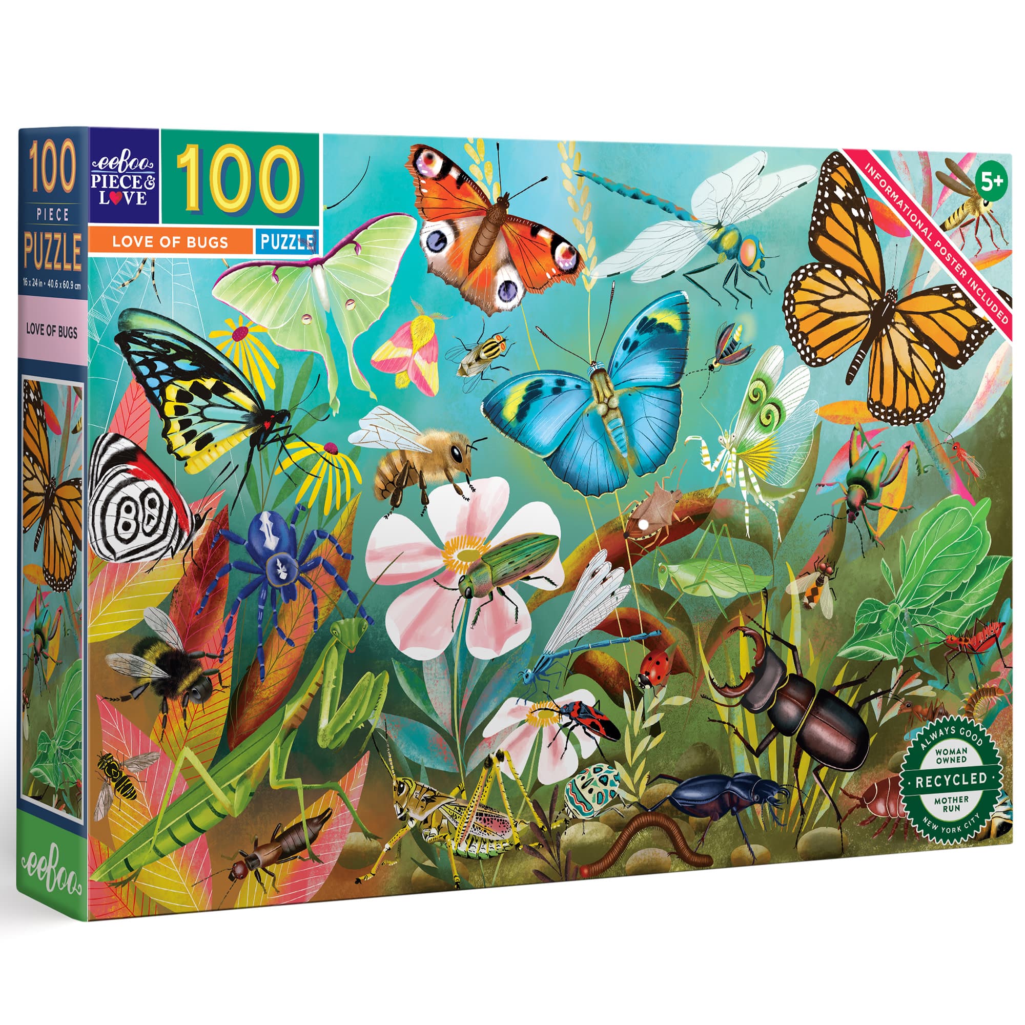 eeBoo Love of Bugs 100 Piece Puzzle