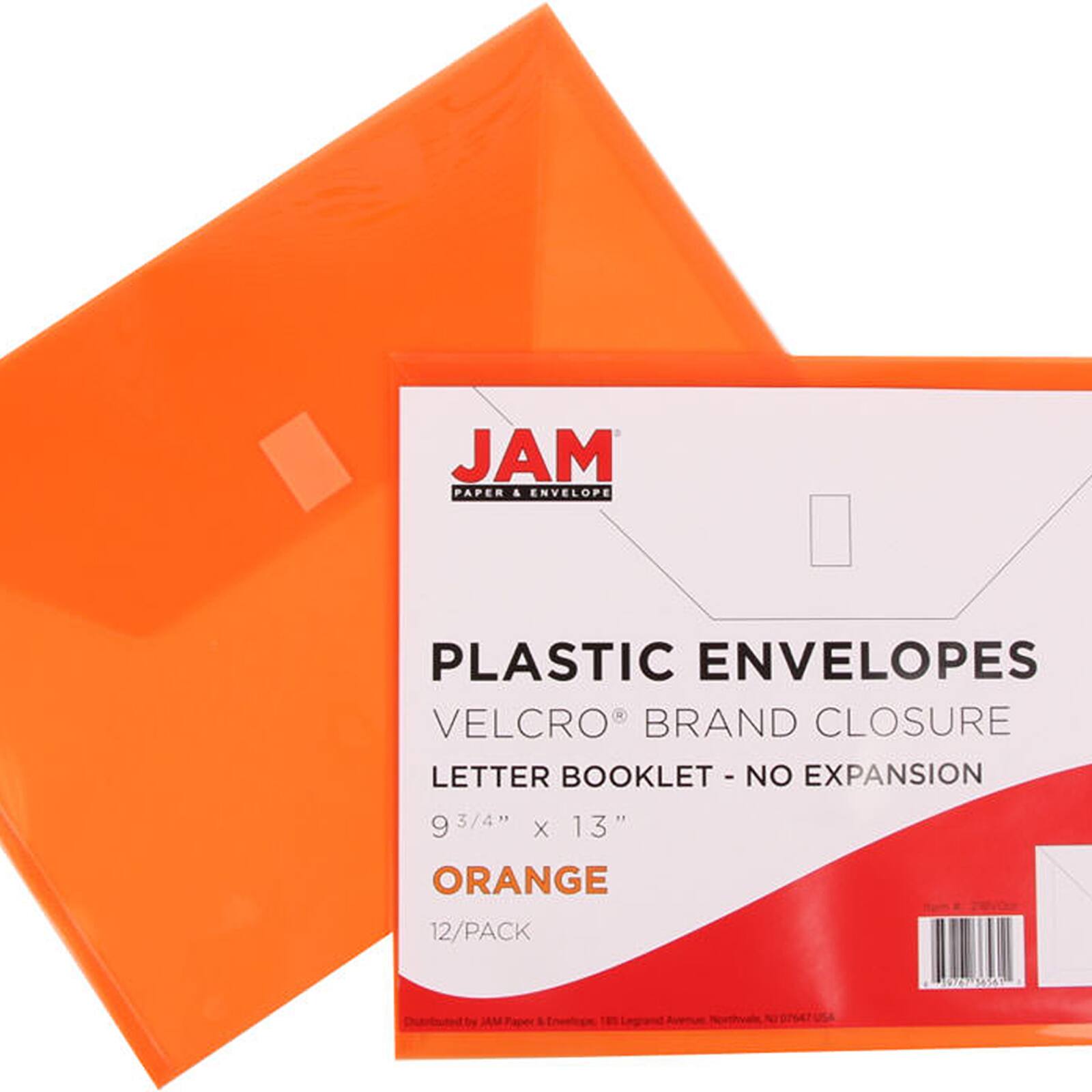 JAM Paper Booklet Plastic Envelopes with Hook &#x26; Loop Closure, 24ct.