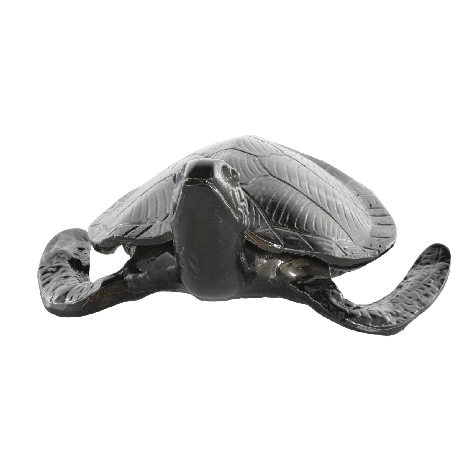 15" Black Carved Aluminum Sea Turtle Sculpture