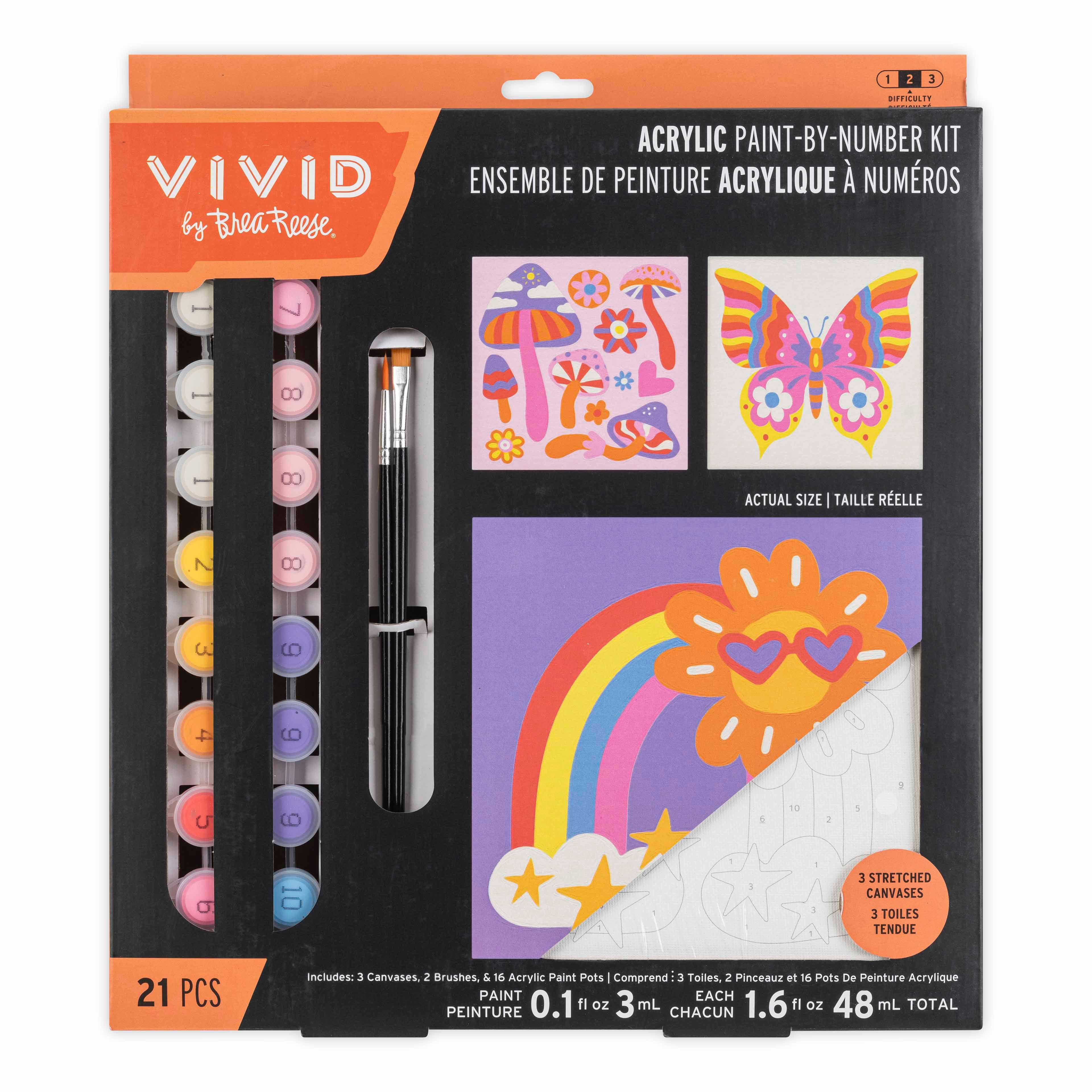 VIVID by Brea Reese&#xAE; Retro Squares Acrylic Paint-by-Number Kit